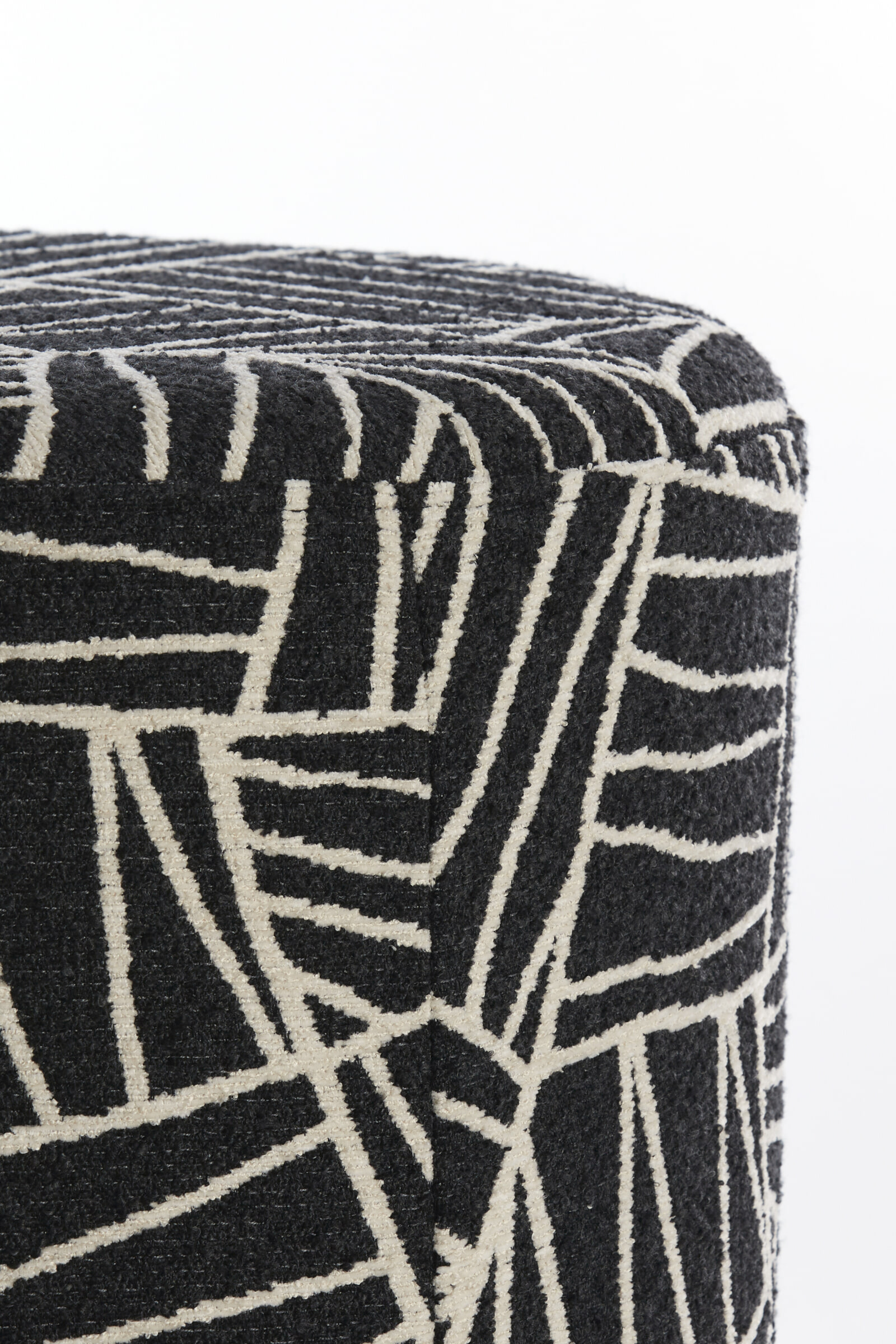 Light & Living Poef 'Davonte' 40cm, kleur Zwart/Wit