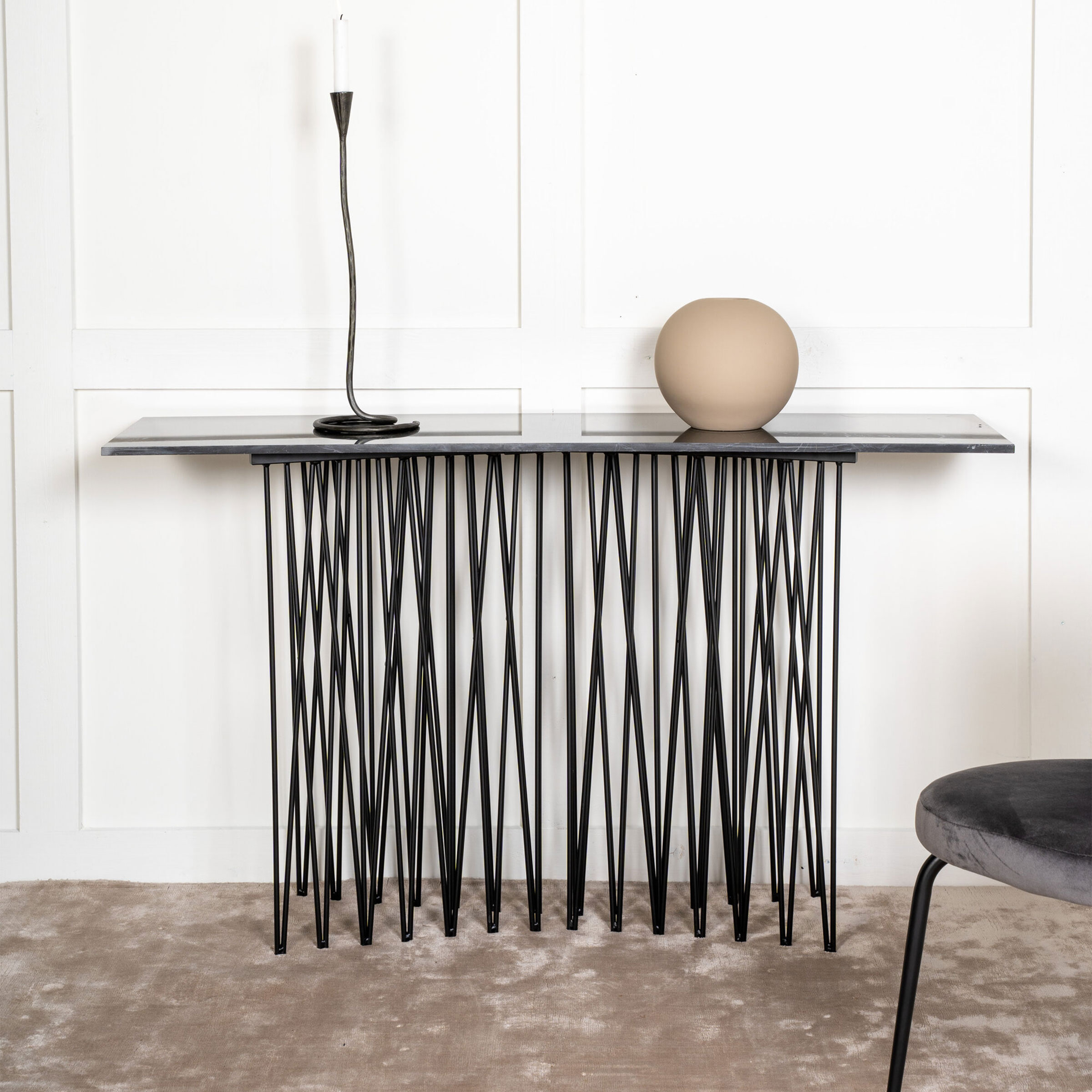 Nohr Sidetable Danni Marmerlook, 130cm - Zwart