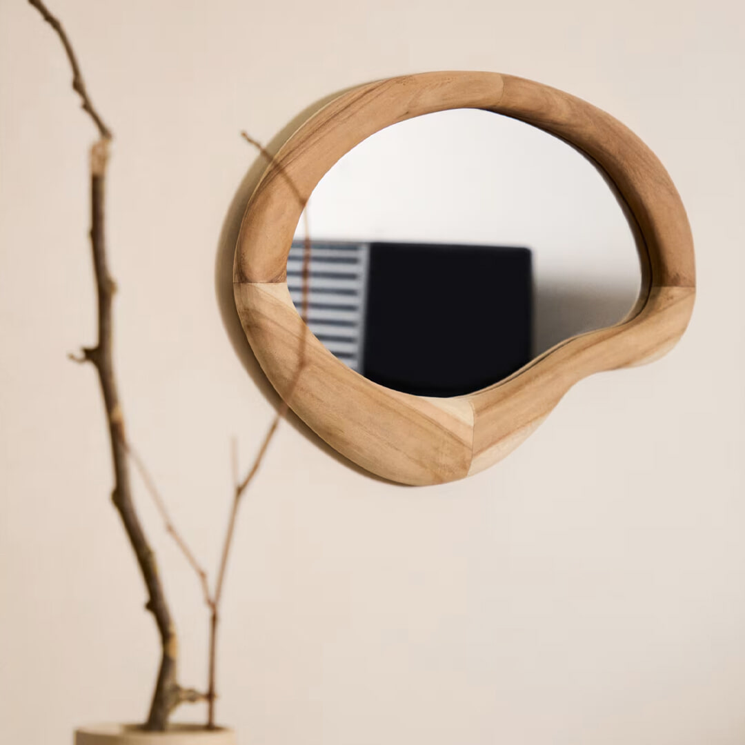 Kave Home Organische Spigel 'Selem' Mungurhout, 68 x 44cm