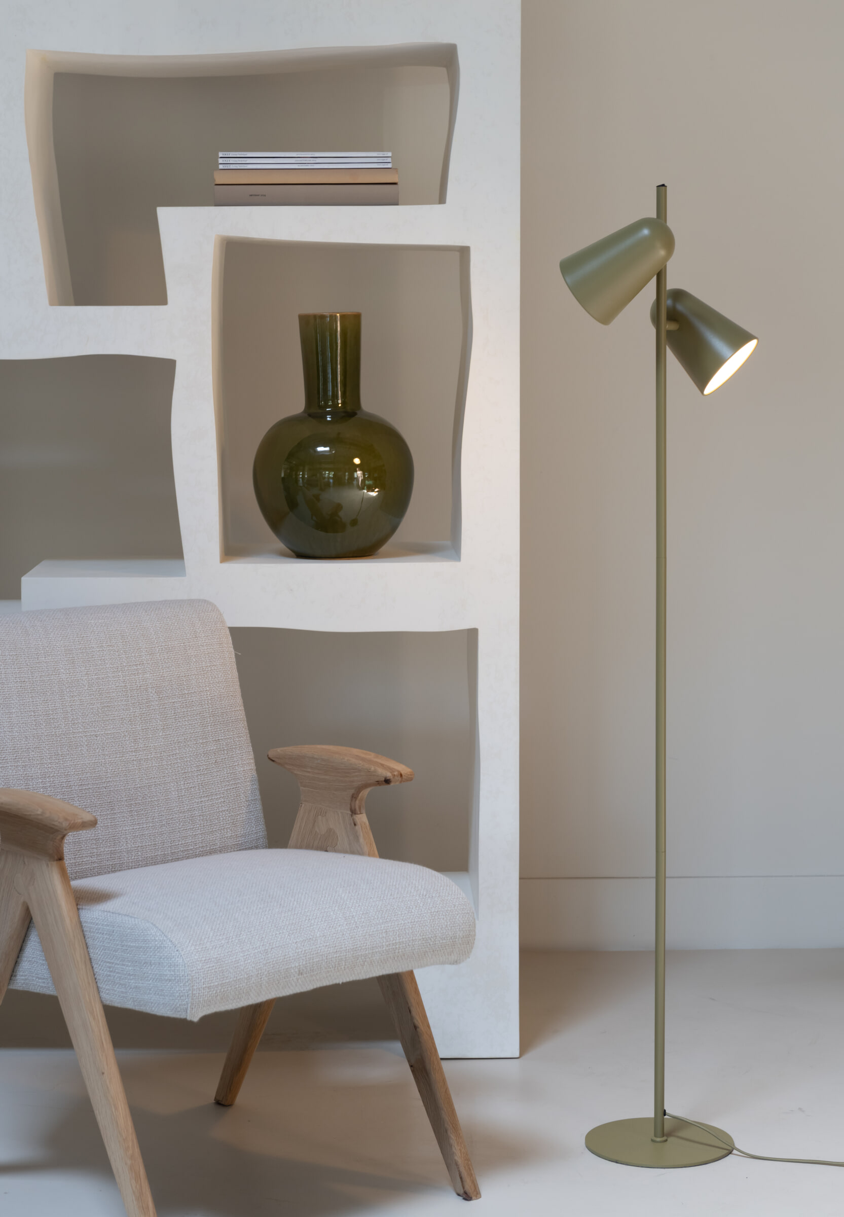 its about RoMi Vloerlamp 'Salamanca' 2-lamps, kleur Olijfgroen