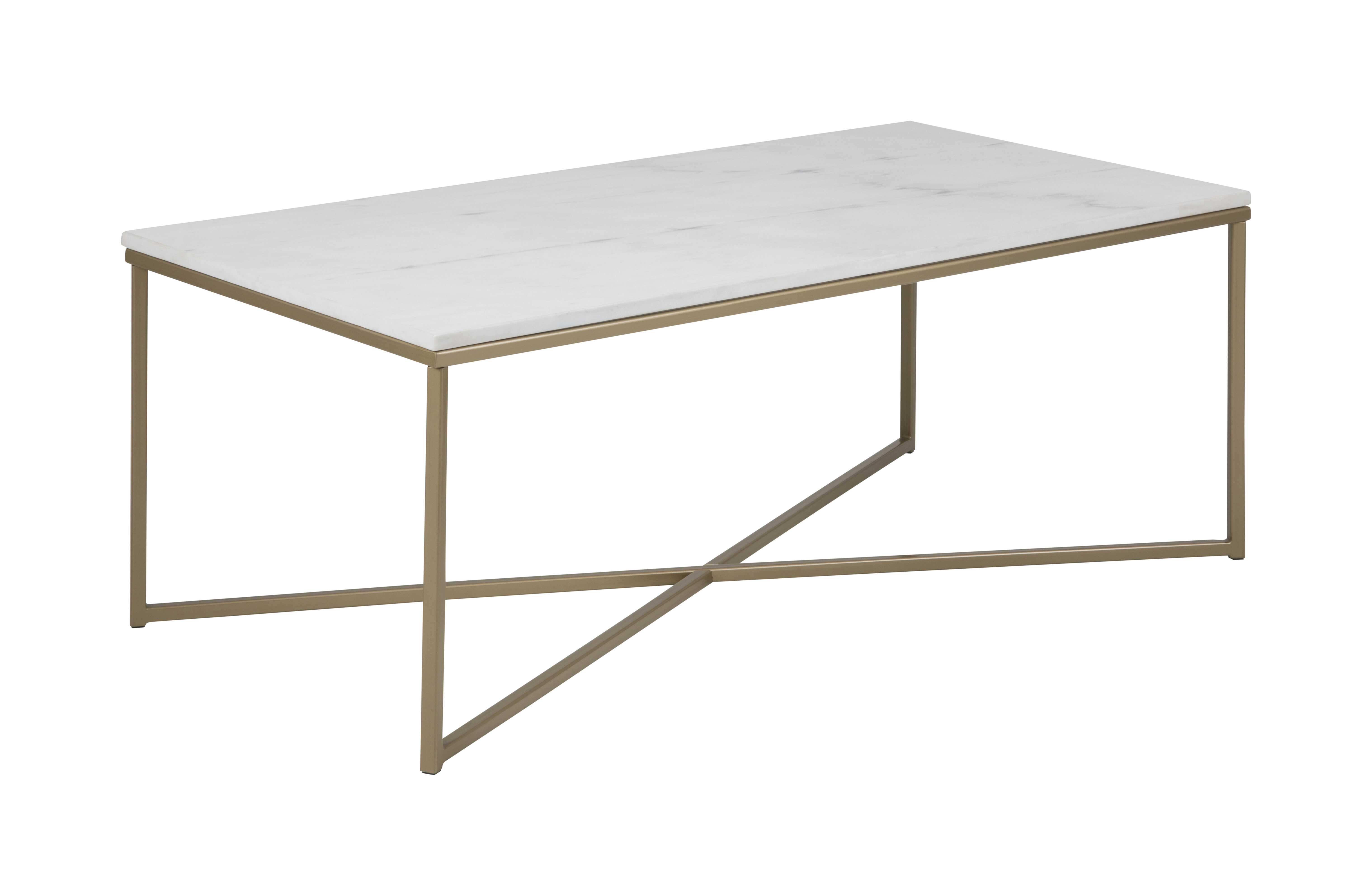 Sohome Salontafel 'Cay' 120 x 60cm Wit marmer, onderstel koper