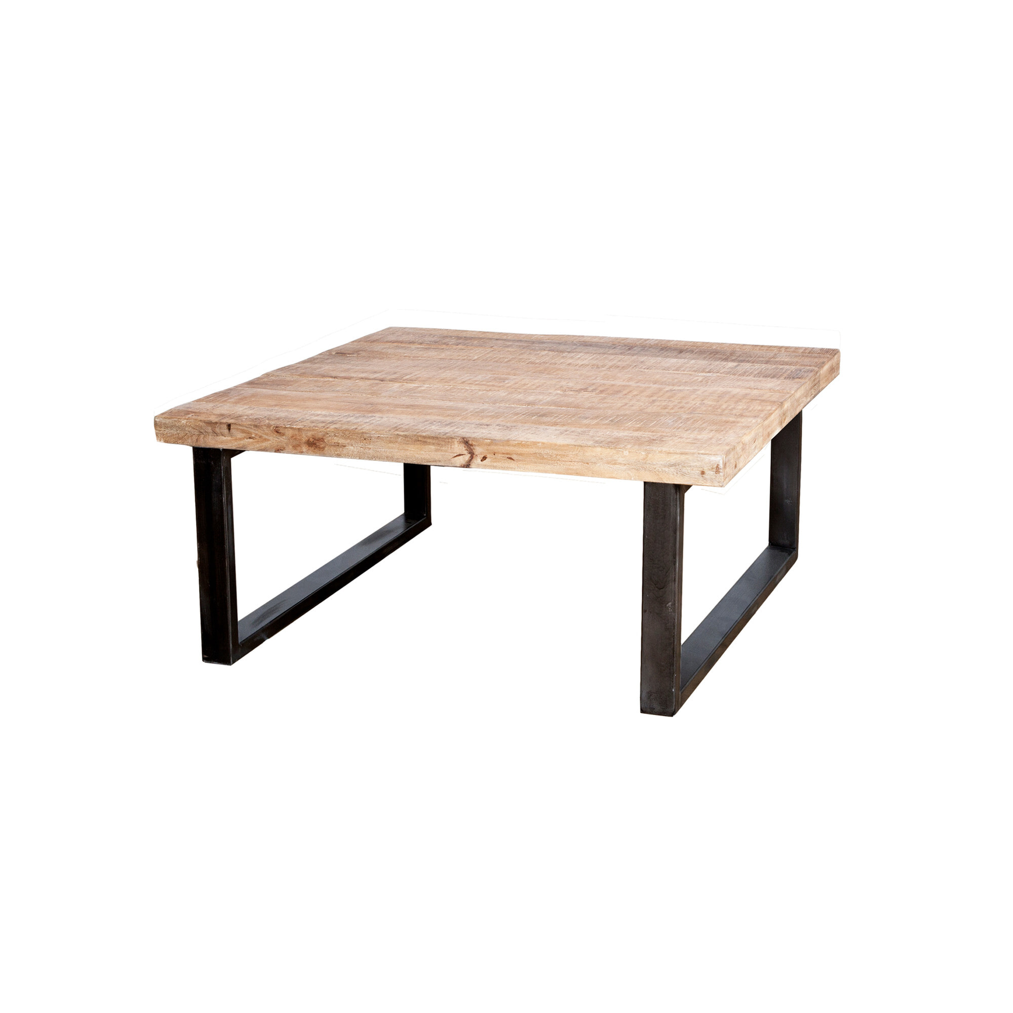 Eleonora Salontafel 'Ariane' Industrieel Mangohout, met metalen poot, 100 x 100 cm