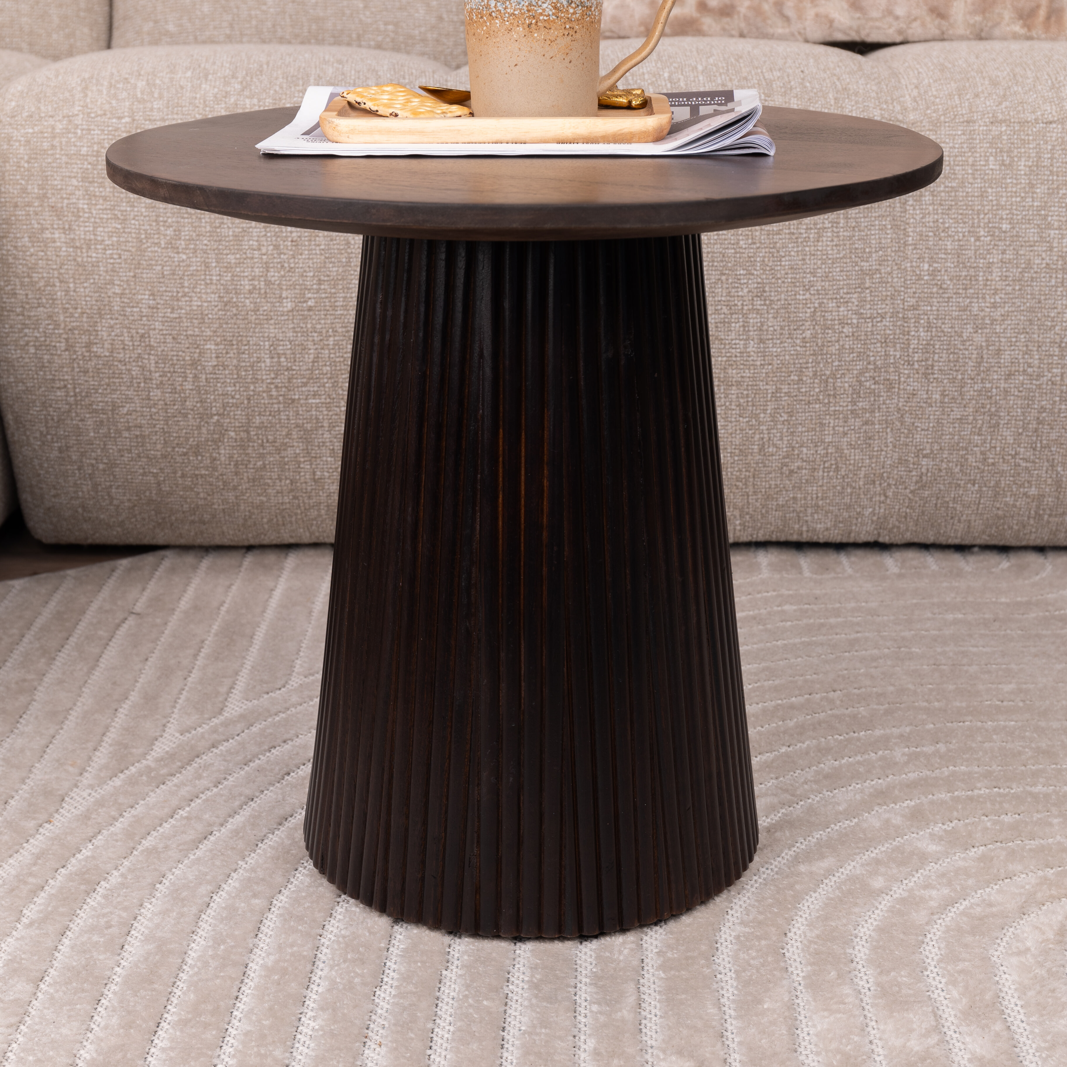 Sohome Ronde Salontafel 'Olav' Mangohout, 50cm, kleur Walnoot