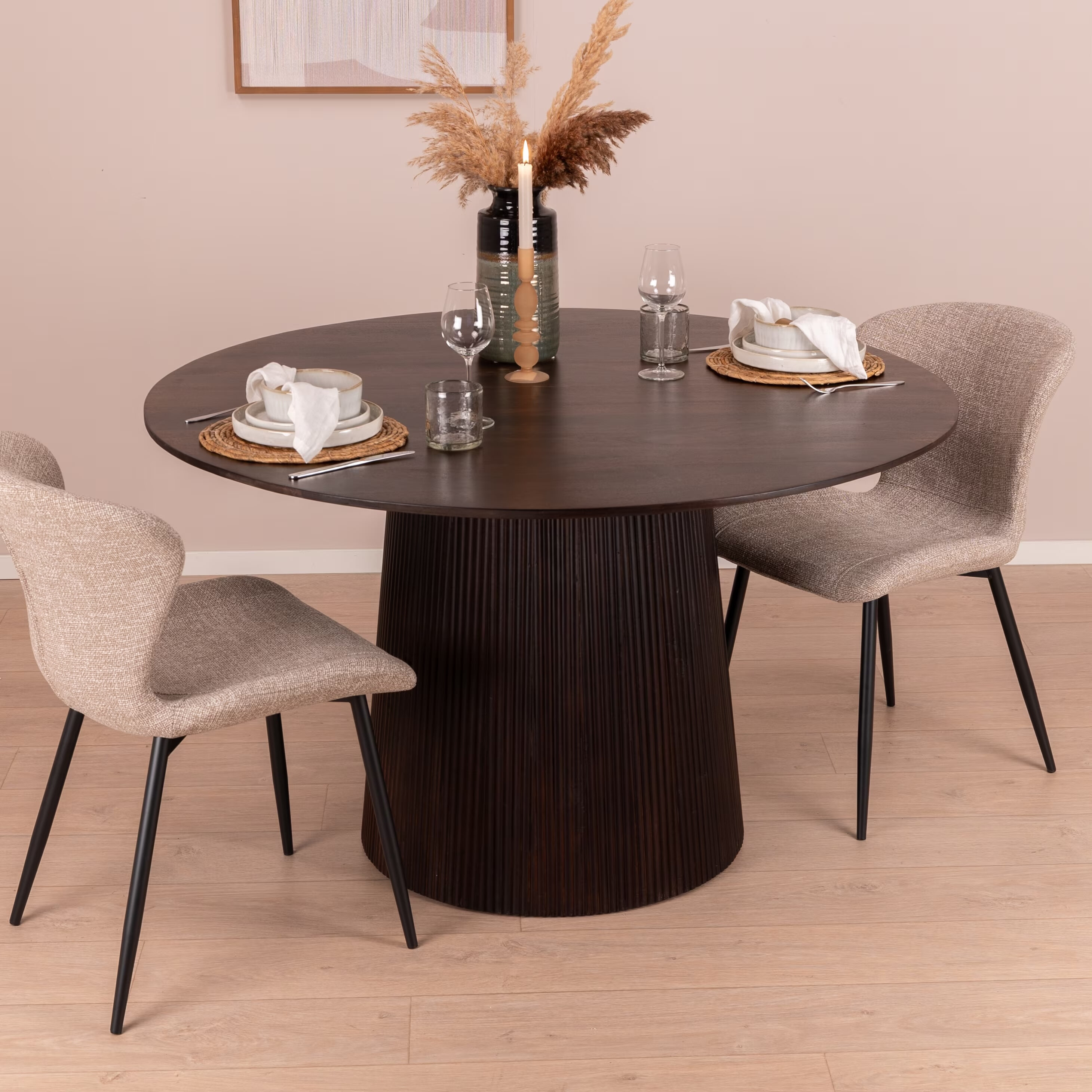 Sohome Ronde Eettafel Olav Mangohout, 130cm - Walnoot - Japandi