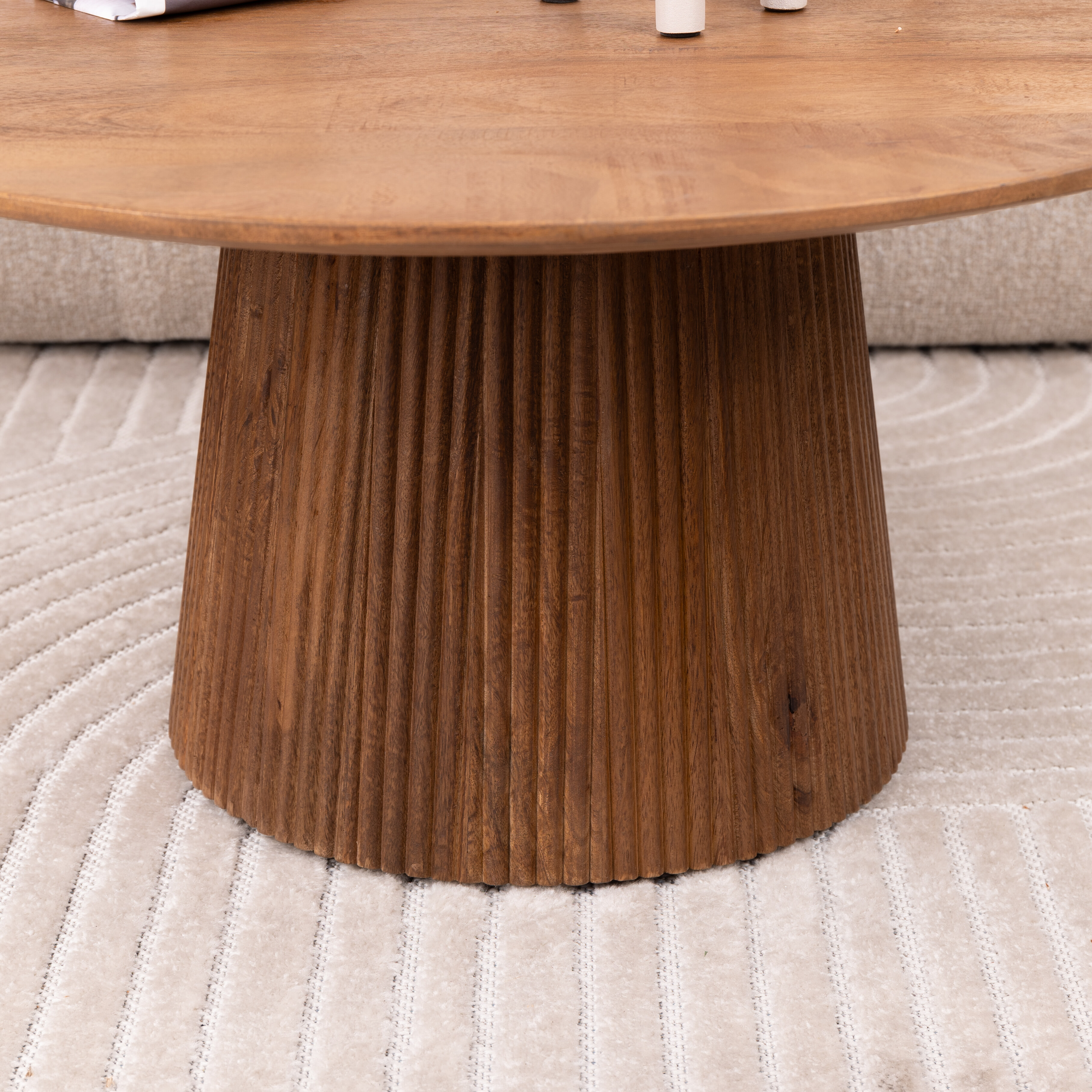 Sohome Ronde Salontafel 'Olav' Mangohout, 80cm, kleur Bruin