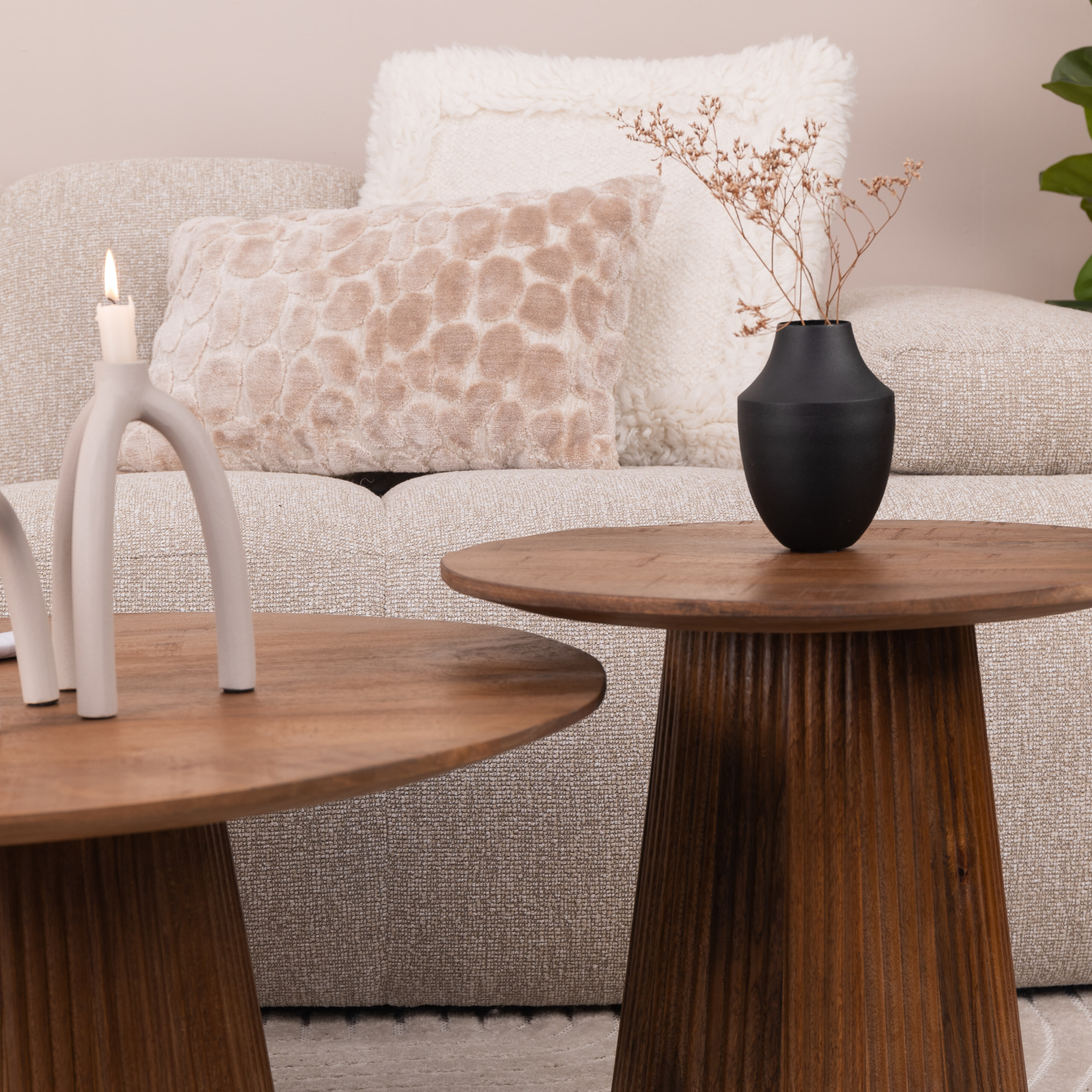 Sohome Ronde Salontafel 'Olav' Mangohout, 50cm, kleur Bruin