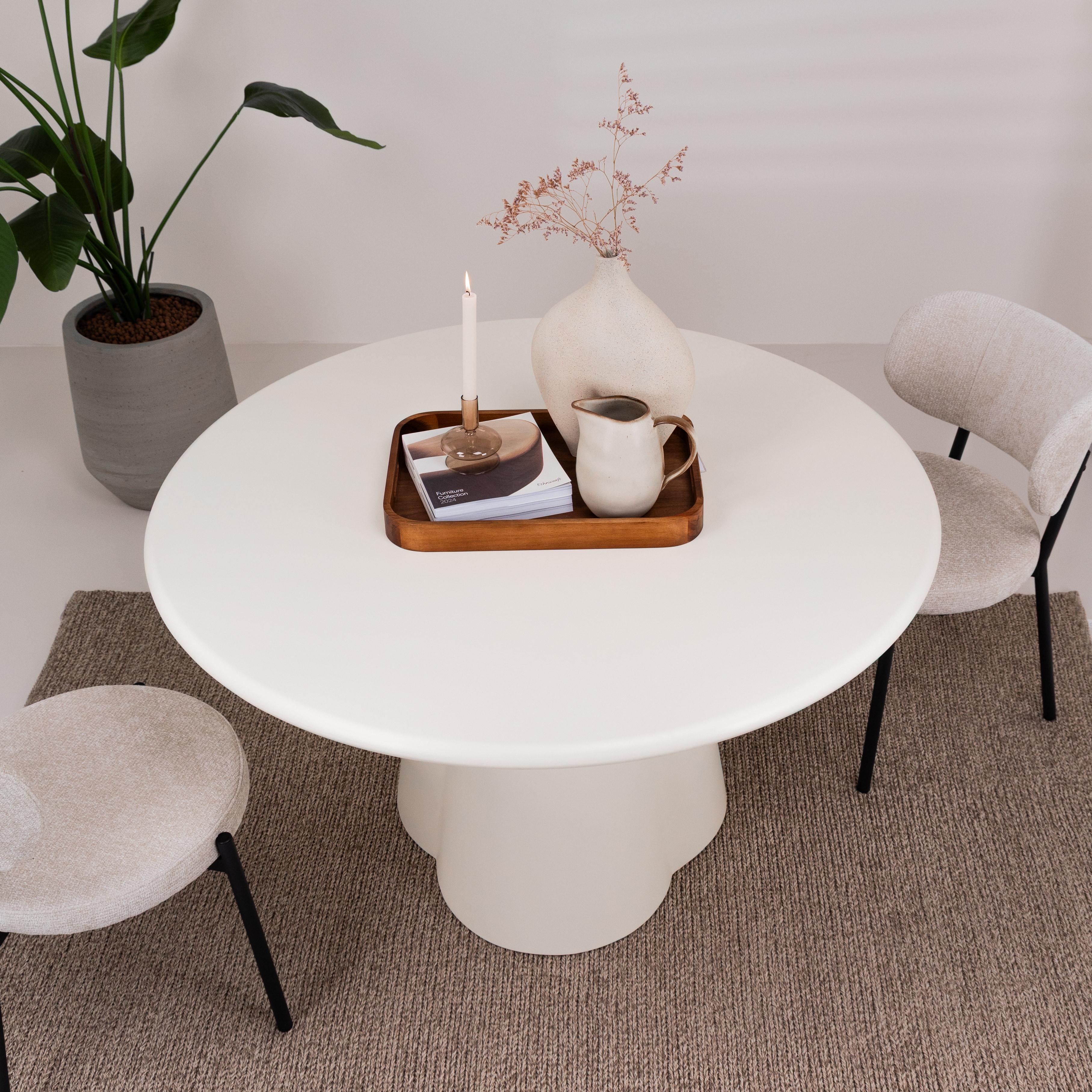 Sohome Ronde Eettafel 'Scottie' Beton, 130cm, kleur Crème