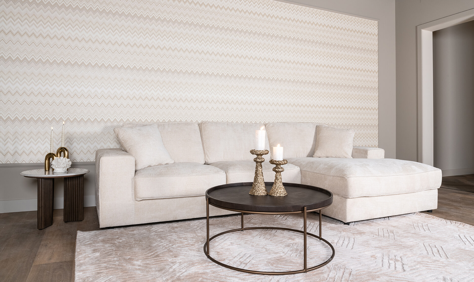 Richmond Bijzettafel 'Mayfield' Mangohout en marmer, 55cm