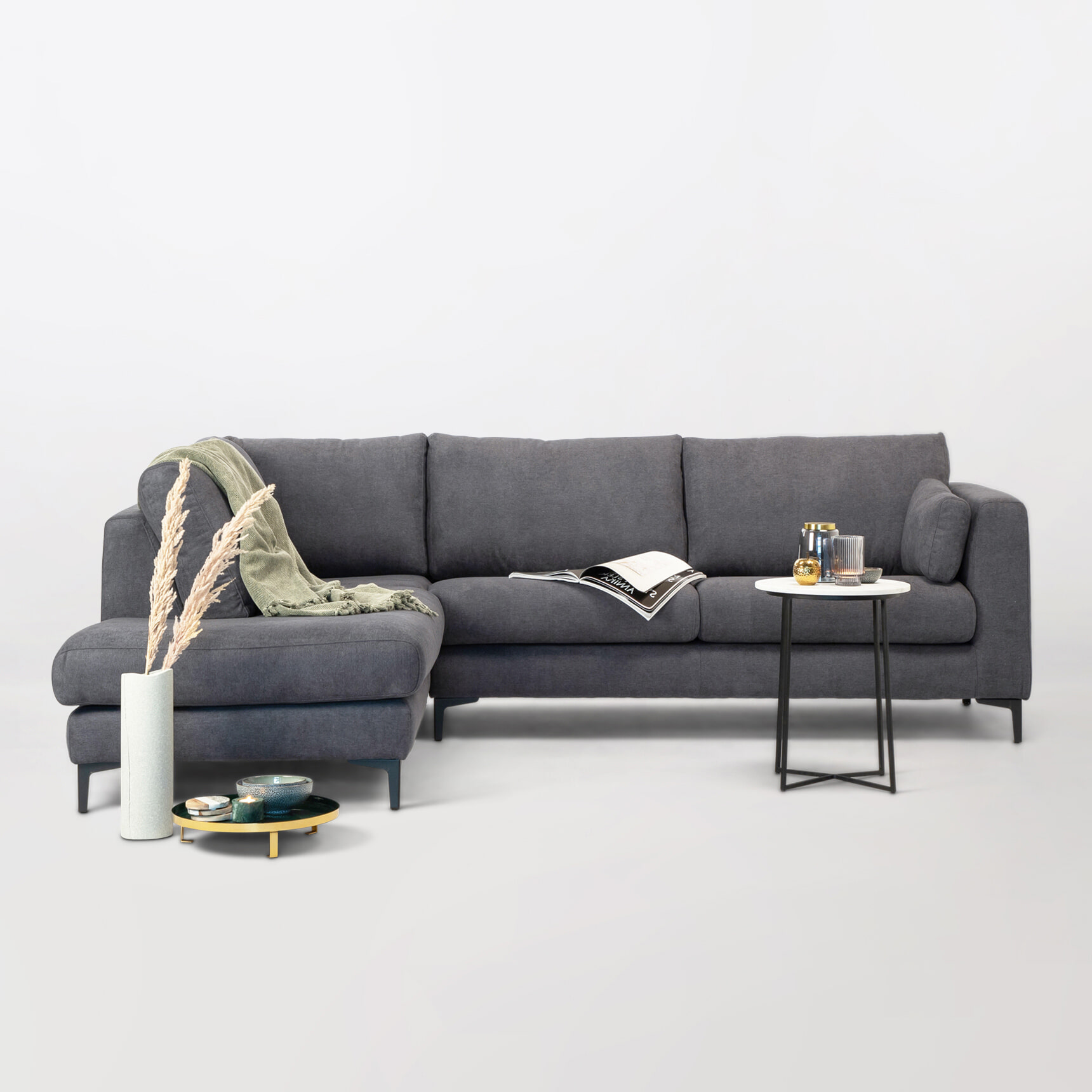 Sohome Hoekbank 'Kristy' Links, kleur antraciet Sohome Hoekbank 'Kristy' Links, kleur antraciet