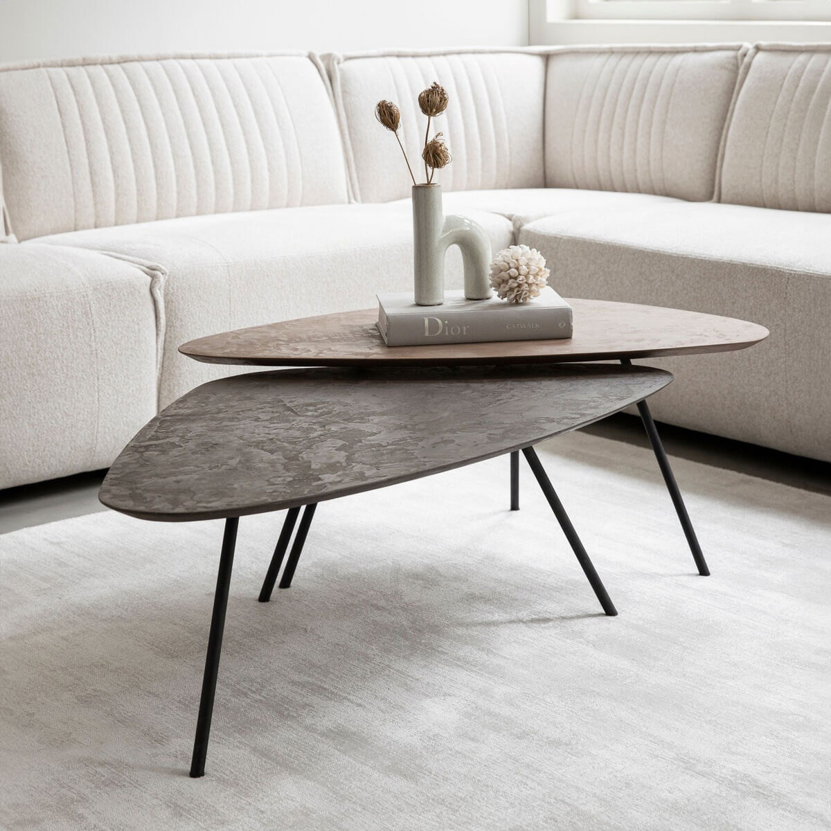 DTP Home Salontafel 'Plectro' Betonlook, Set van 2 stuks