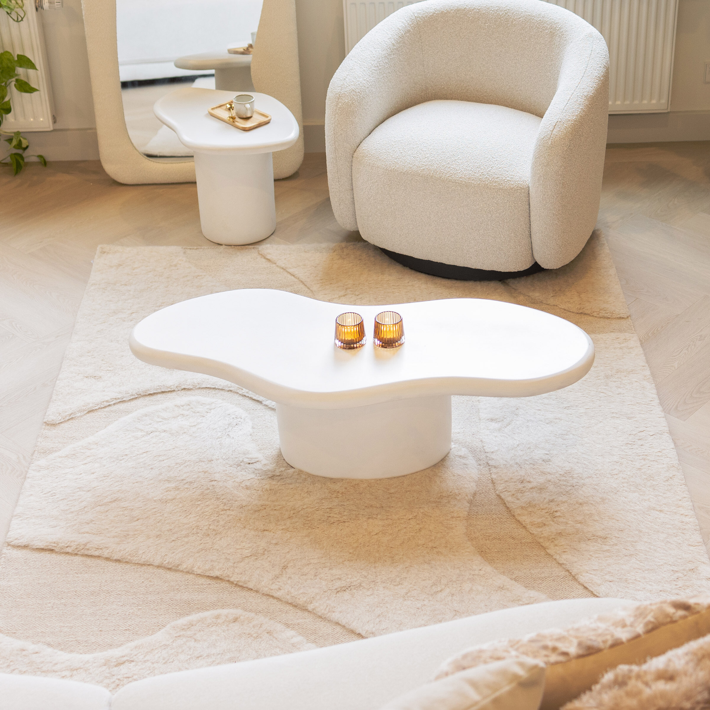 By-Boo Organische Salontafel 'Seki' kleur Wit