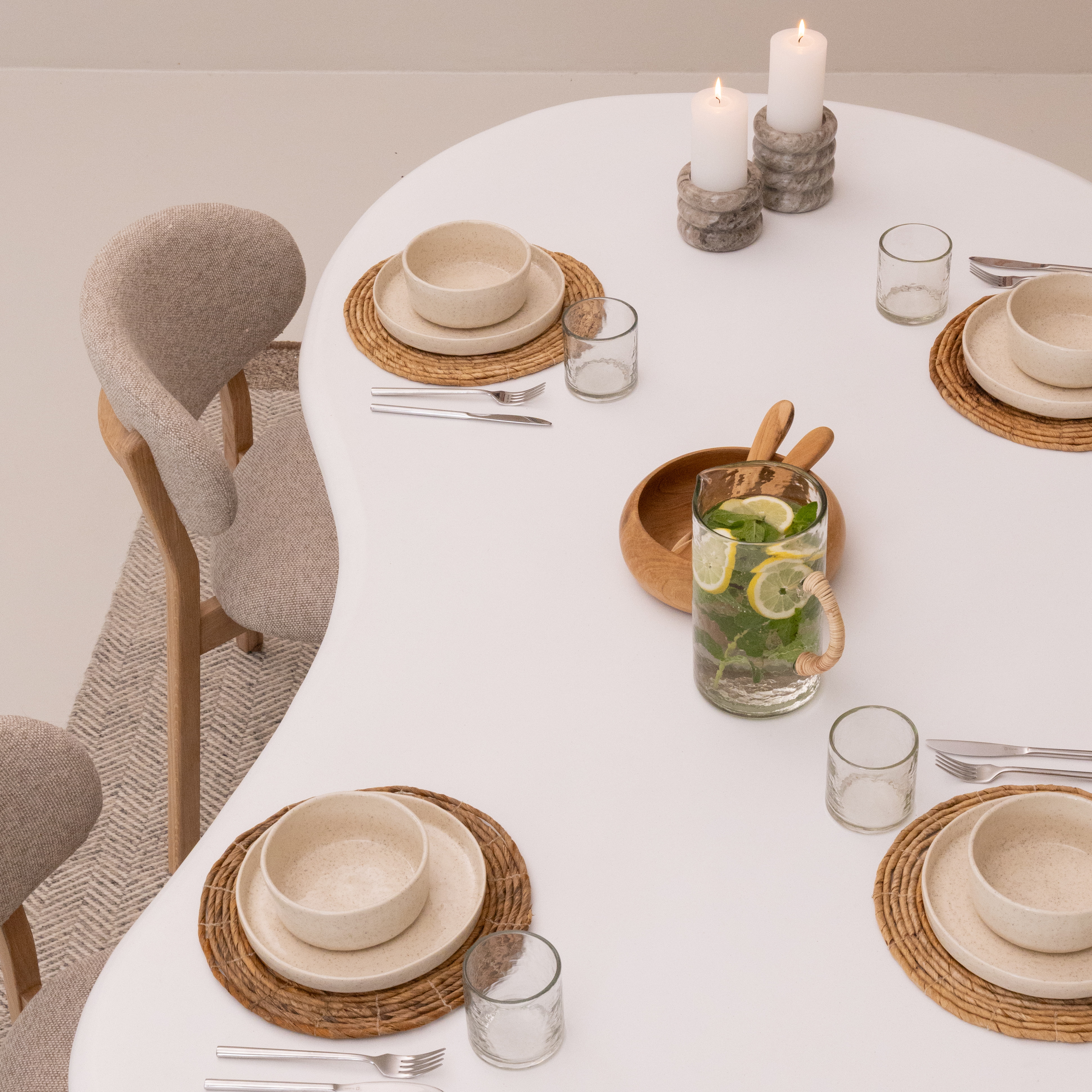 By-Boo Organische Eettafel 'Seki' 200 x 110cm, kleur Wit