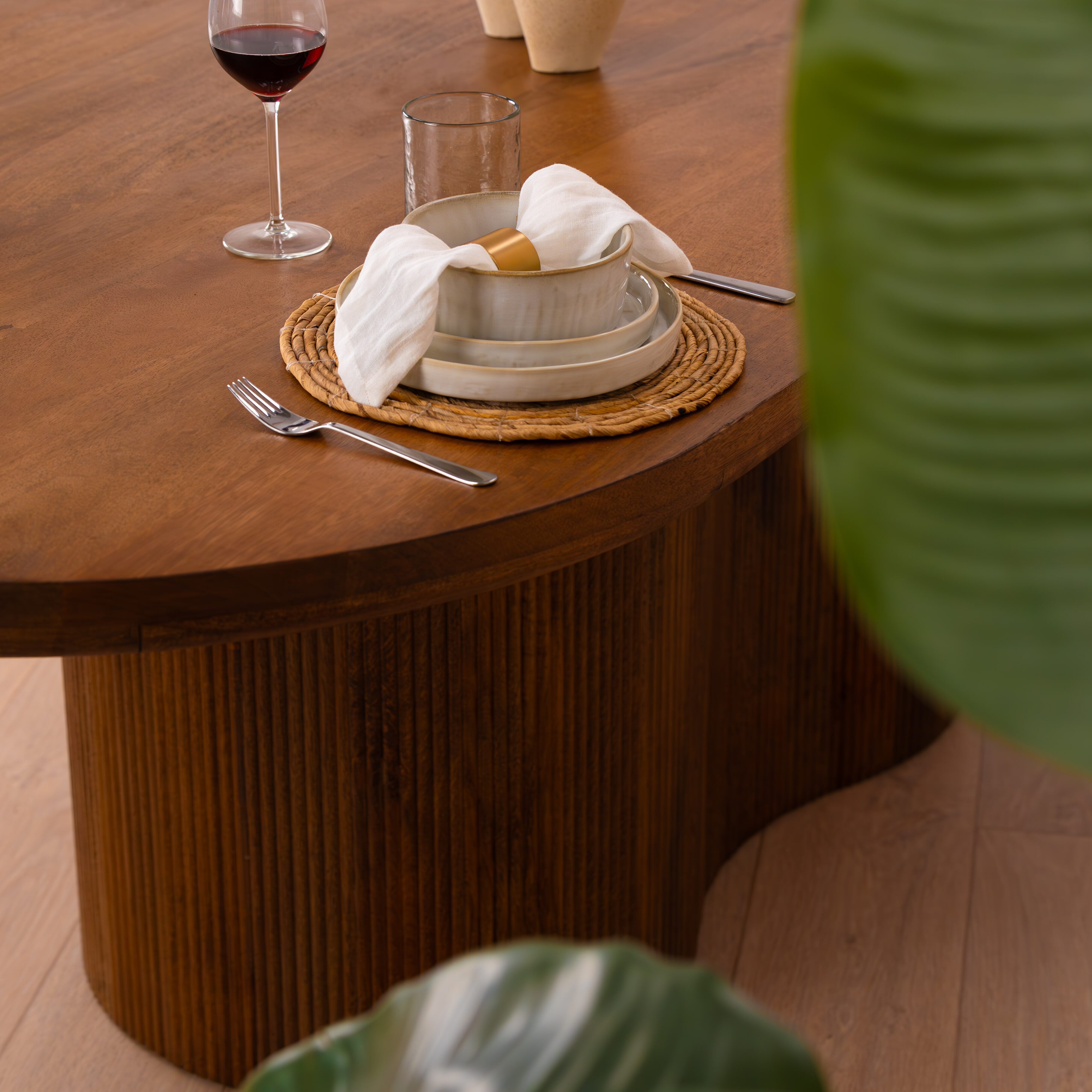 Sohome Ovale Eettafel 'Sadey' Mangohout, 300 x 110cm, kleur Naturel