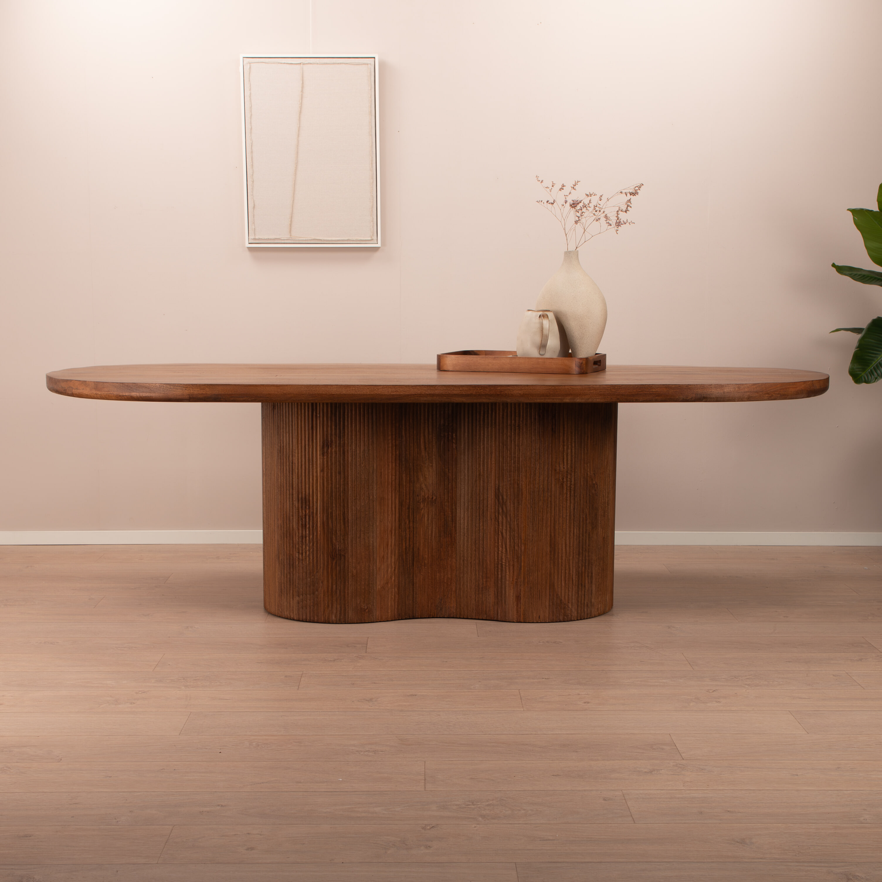 Sohome Ovale Eettafel 'Sadey' Mangohout, 300 x 110cm, kleur Naturel