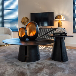 Richmond Interiors Salontafel 'Blax' Set van 2 stuks Eikenhout, kleur Zwart