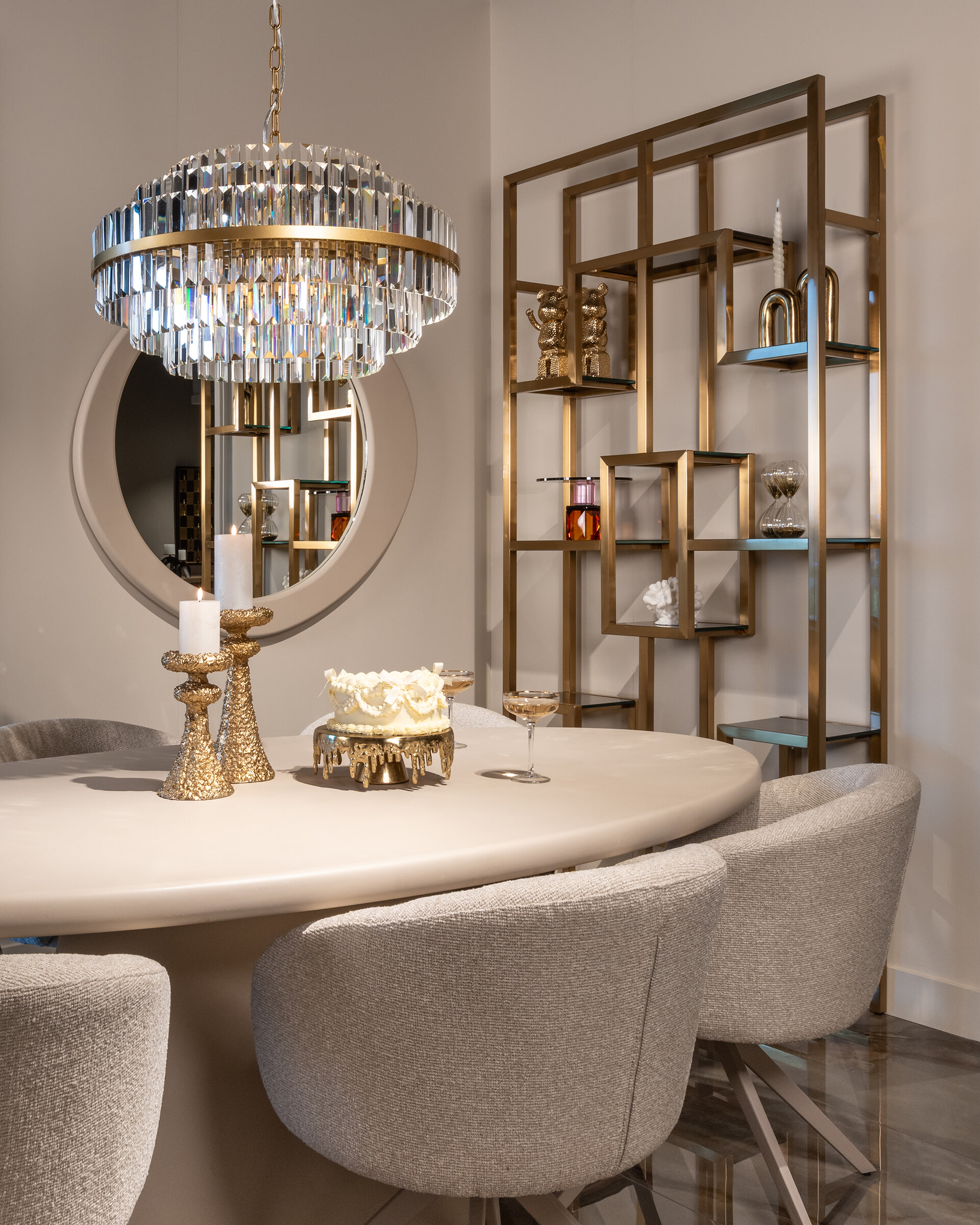 Richmond Hanglamp 'Desire' Crystal, 49cm, kleur Brushed Gold