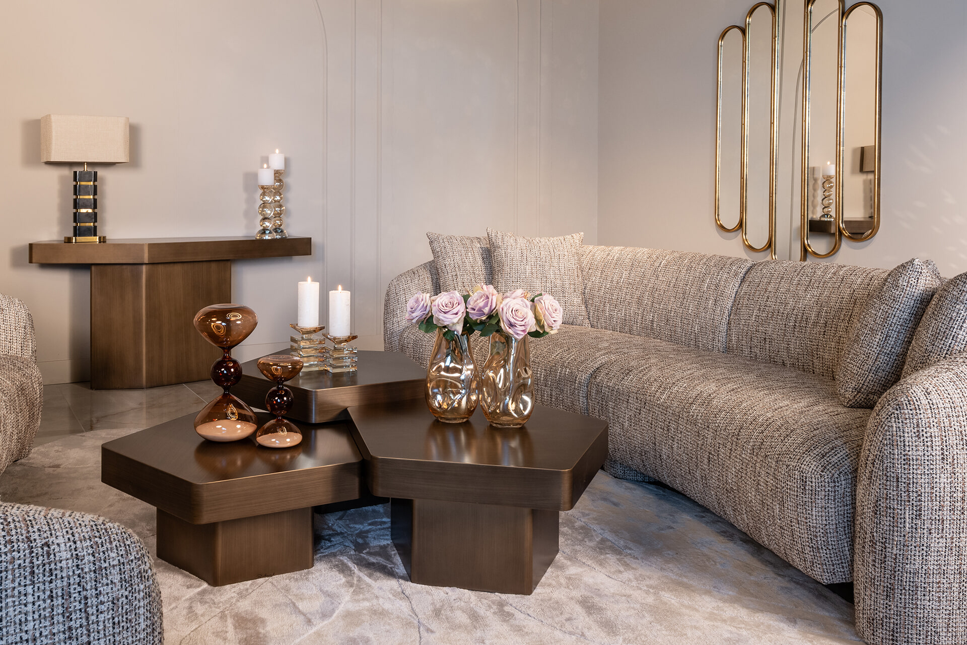Richmond Sidetable 'Hexa' 150cm, kleur Brushed Gold