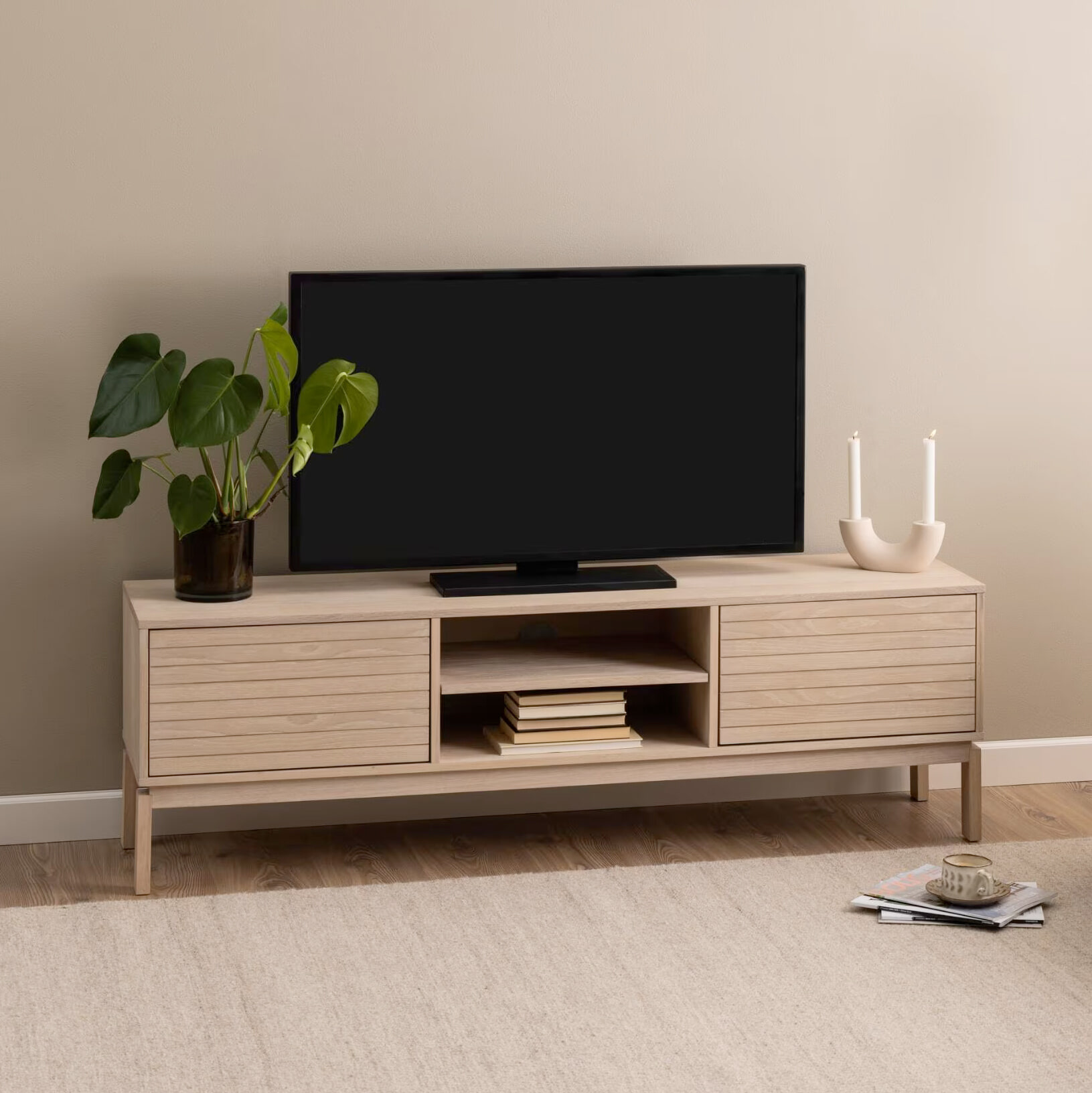 Bendt TV-meubel Sharalyn Eiken, 160cm - Wit