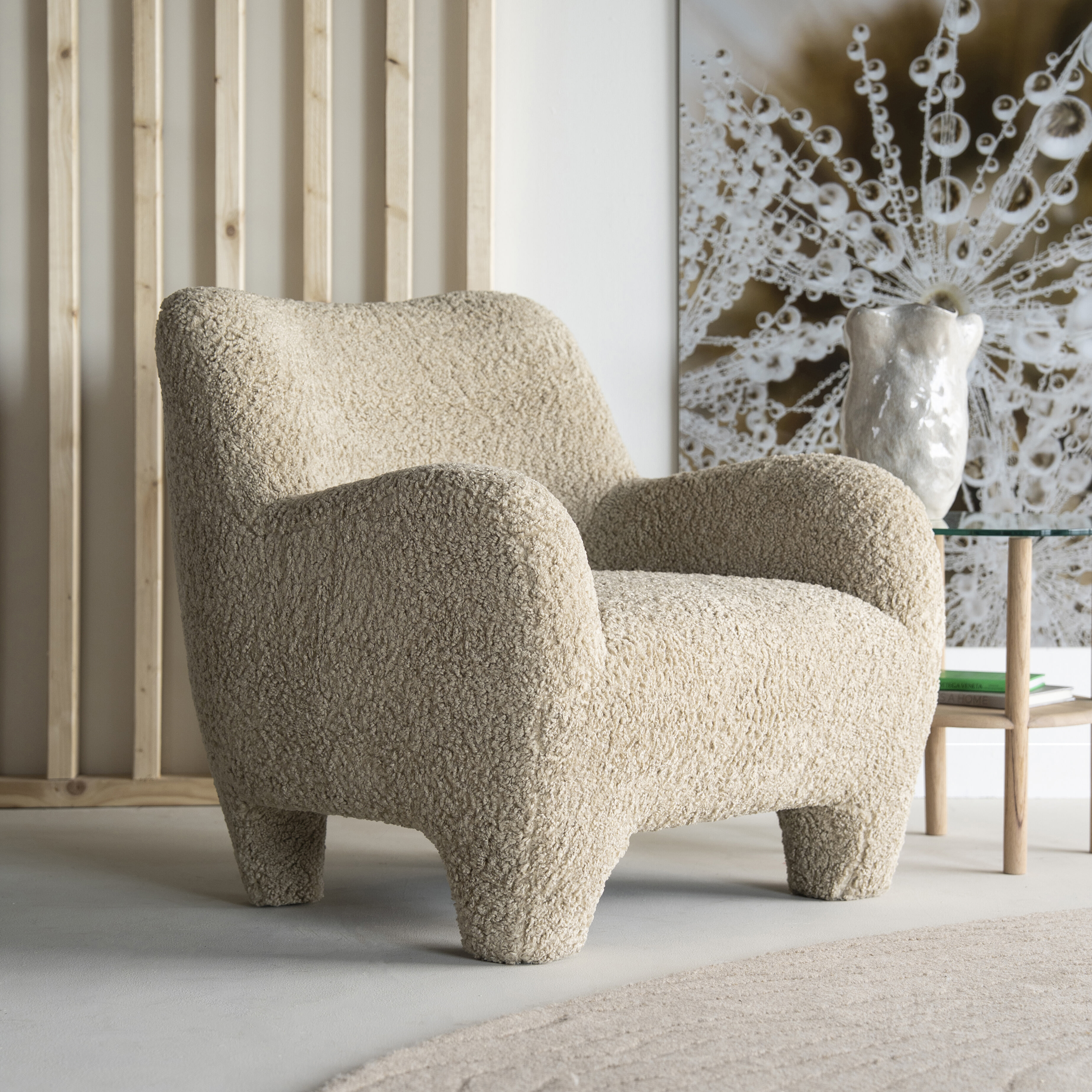 Eleonora Fauteuil 'Shaun' Sheep stof, kleur Taupe