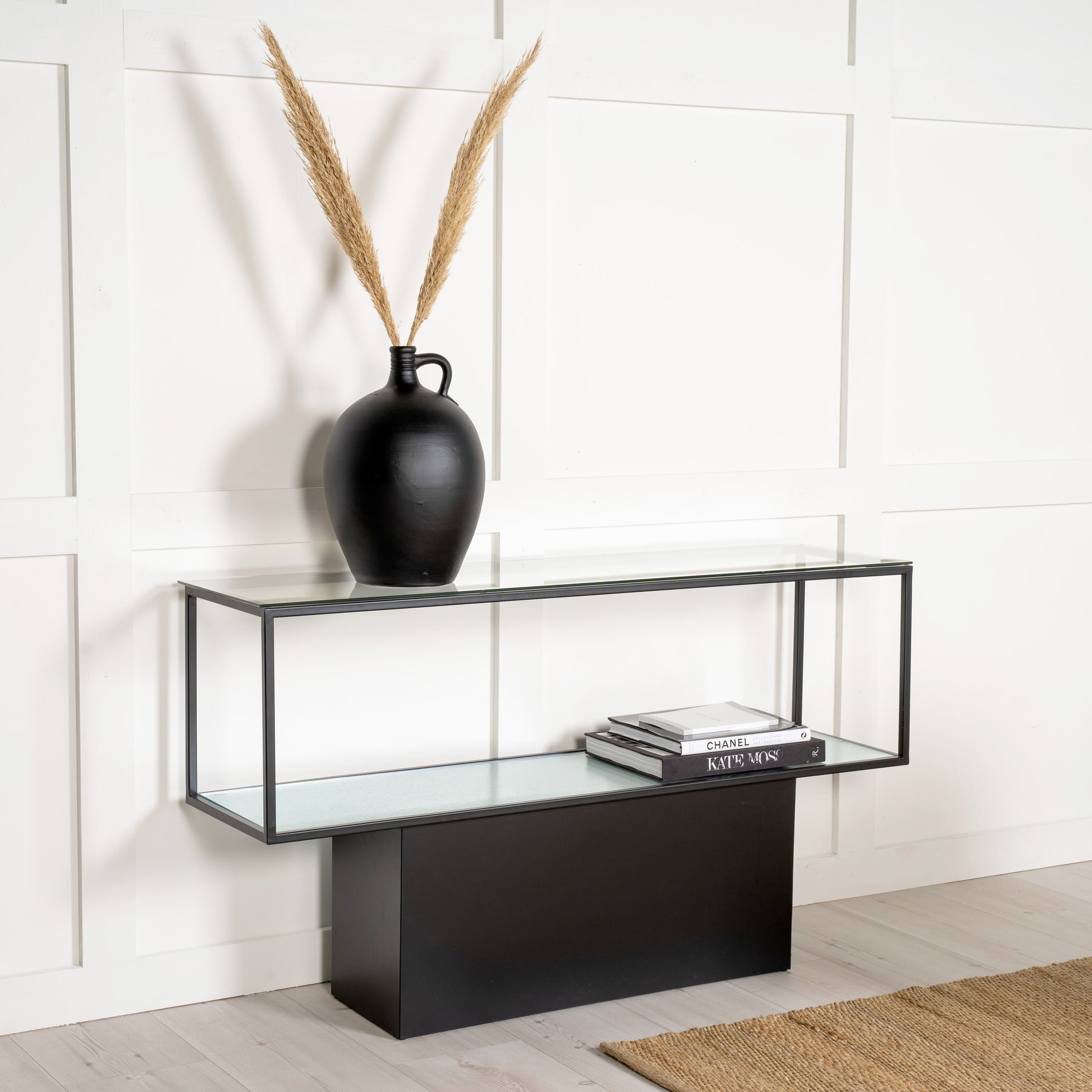 Nohr Sidetable Sheema 130 x 35cm Glas met zwart metaal