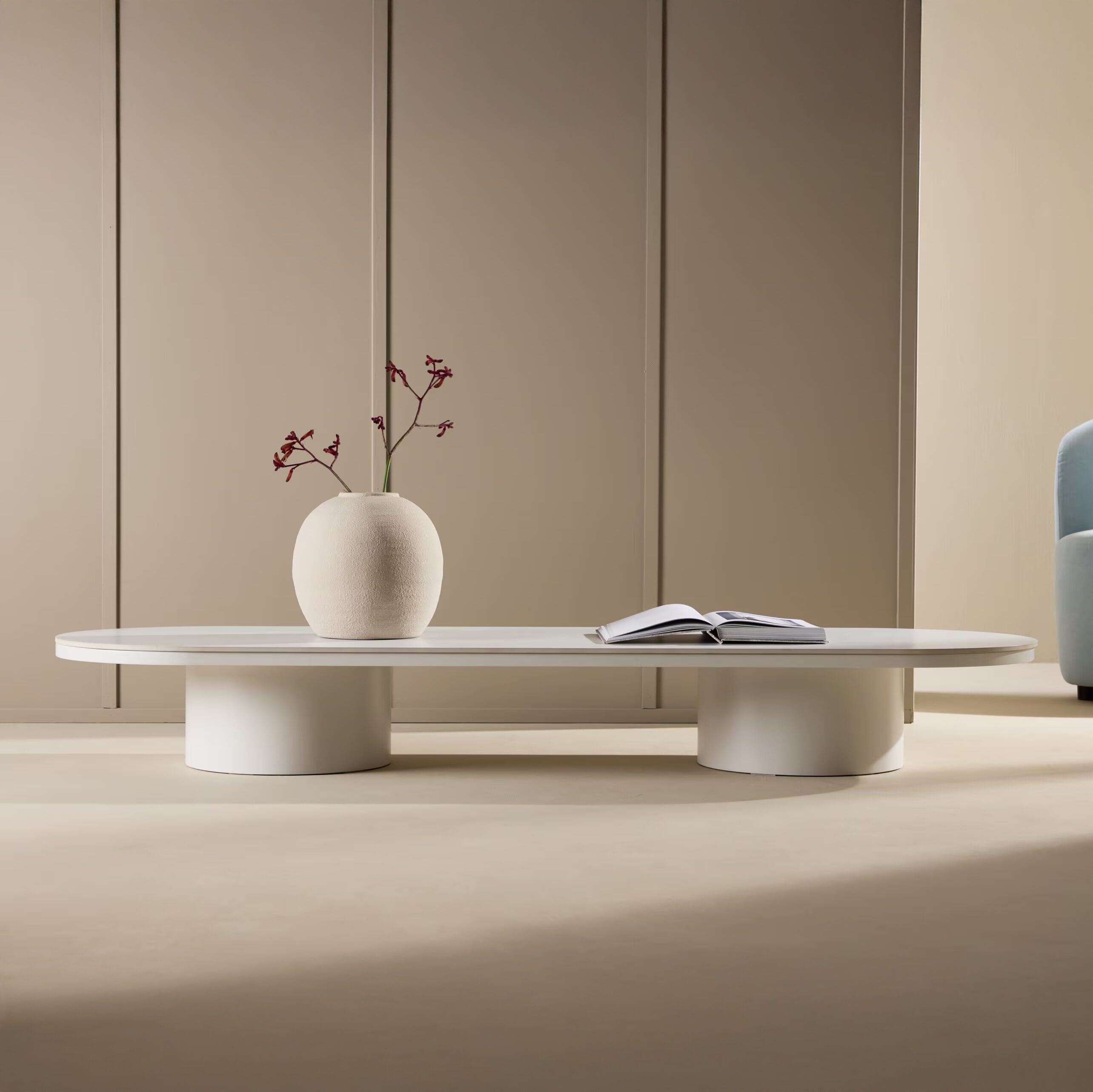 Nohr Ovale Salontafel 'Shundrika' MDF Steenlook, 190 x 60cm, kleur Grijs