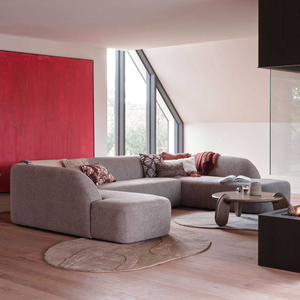 Sloping Lounge WOOOD Lounge U-Bank Sloping Chenille - BePureHome • Sohome