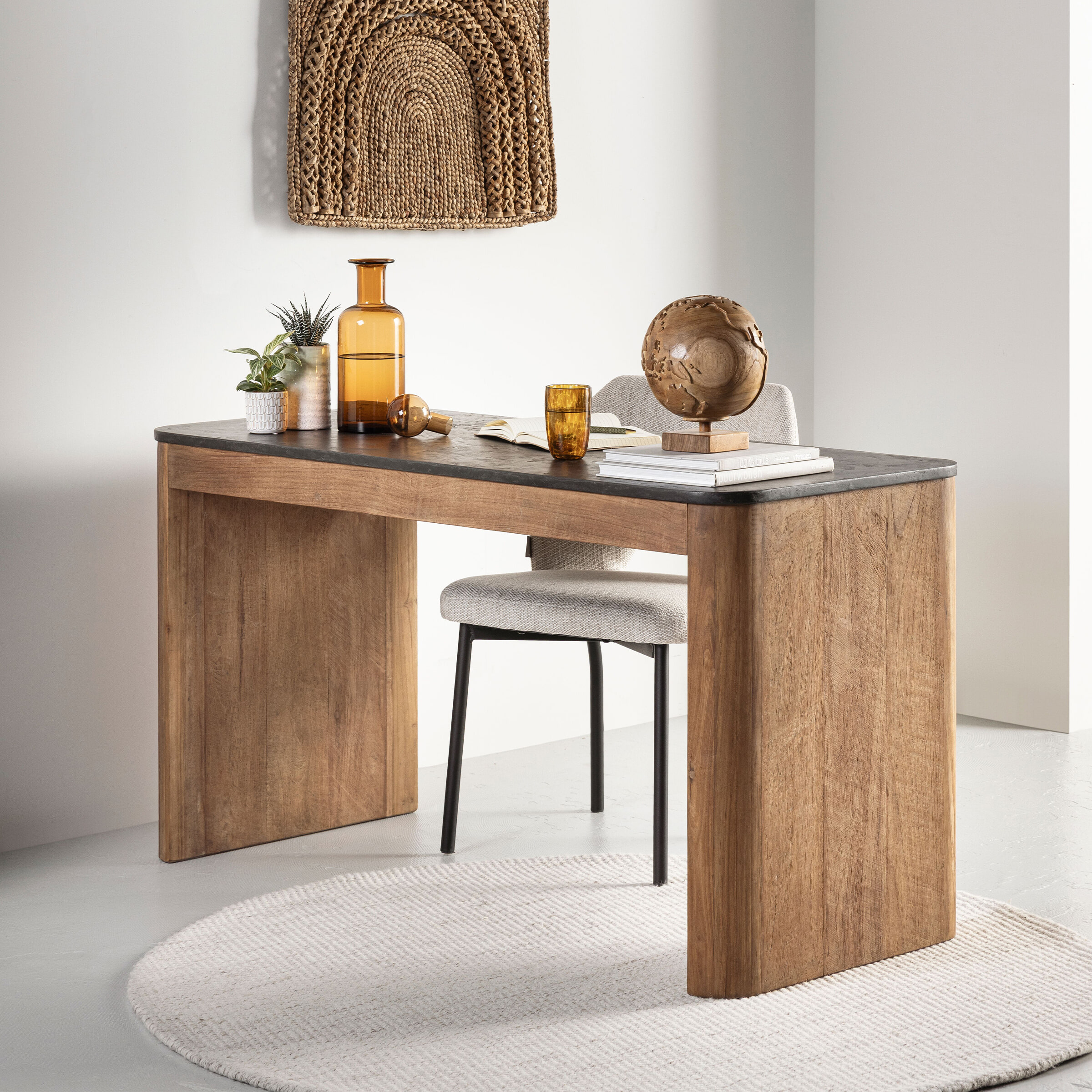 DTP Home Bureau 'Soho' Teakhout en betonlook, 140 x 60cm