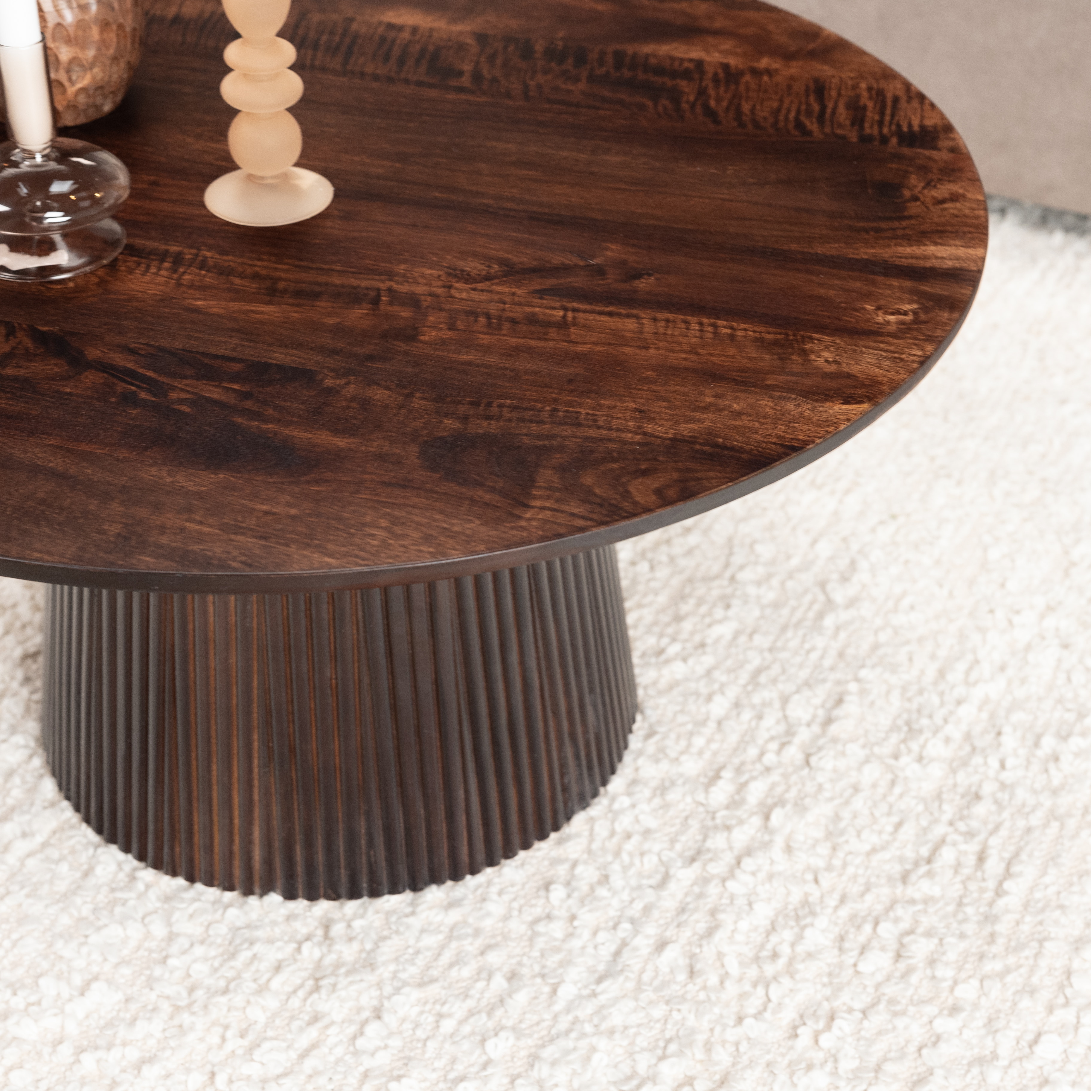 Sohome Ronde Salontafel 'Olav' Mangohout, 80cm, kleur Walnoot