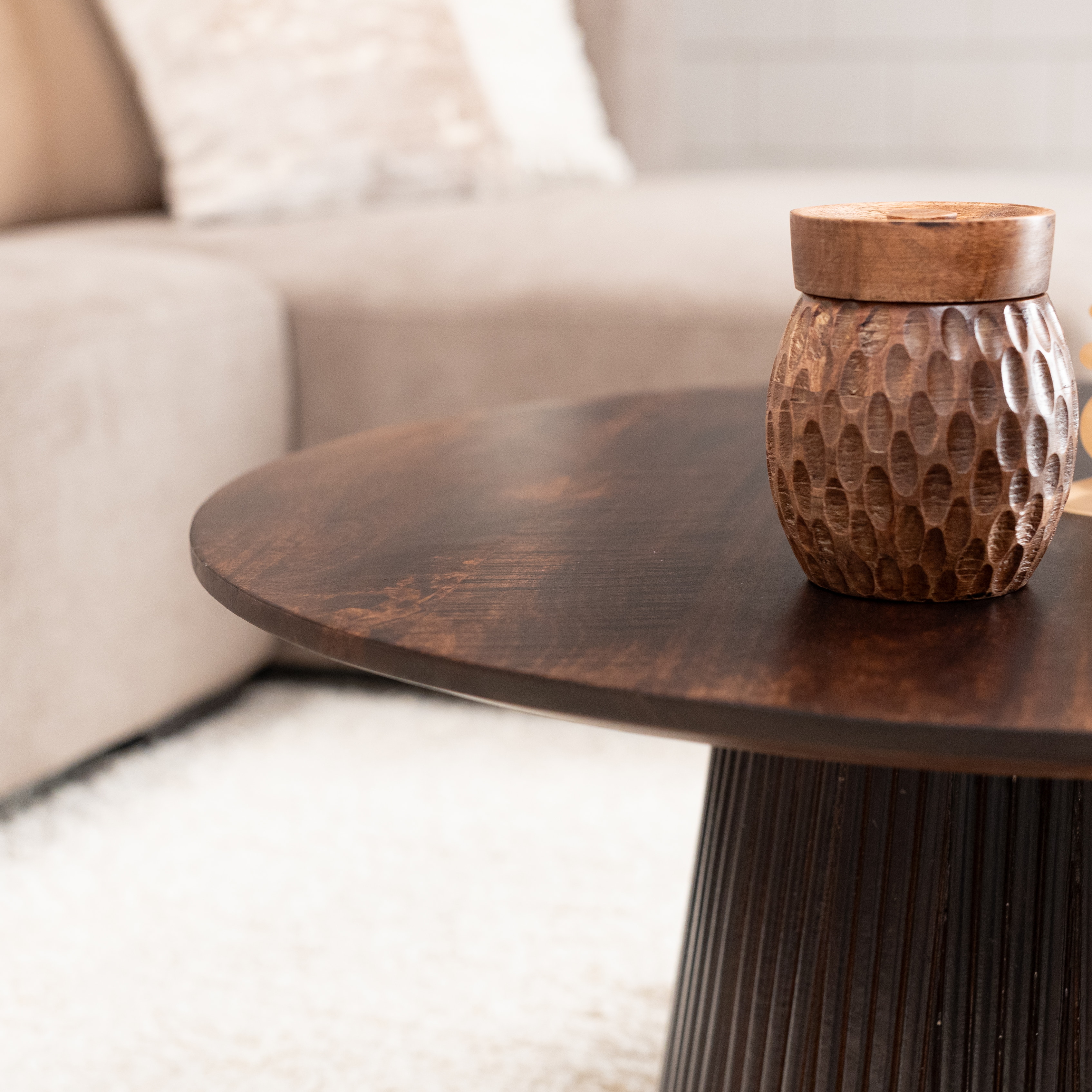 Sohome Ronde Salontafel 'Olav' Mangohout, 80cm, kleur Walnoot