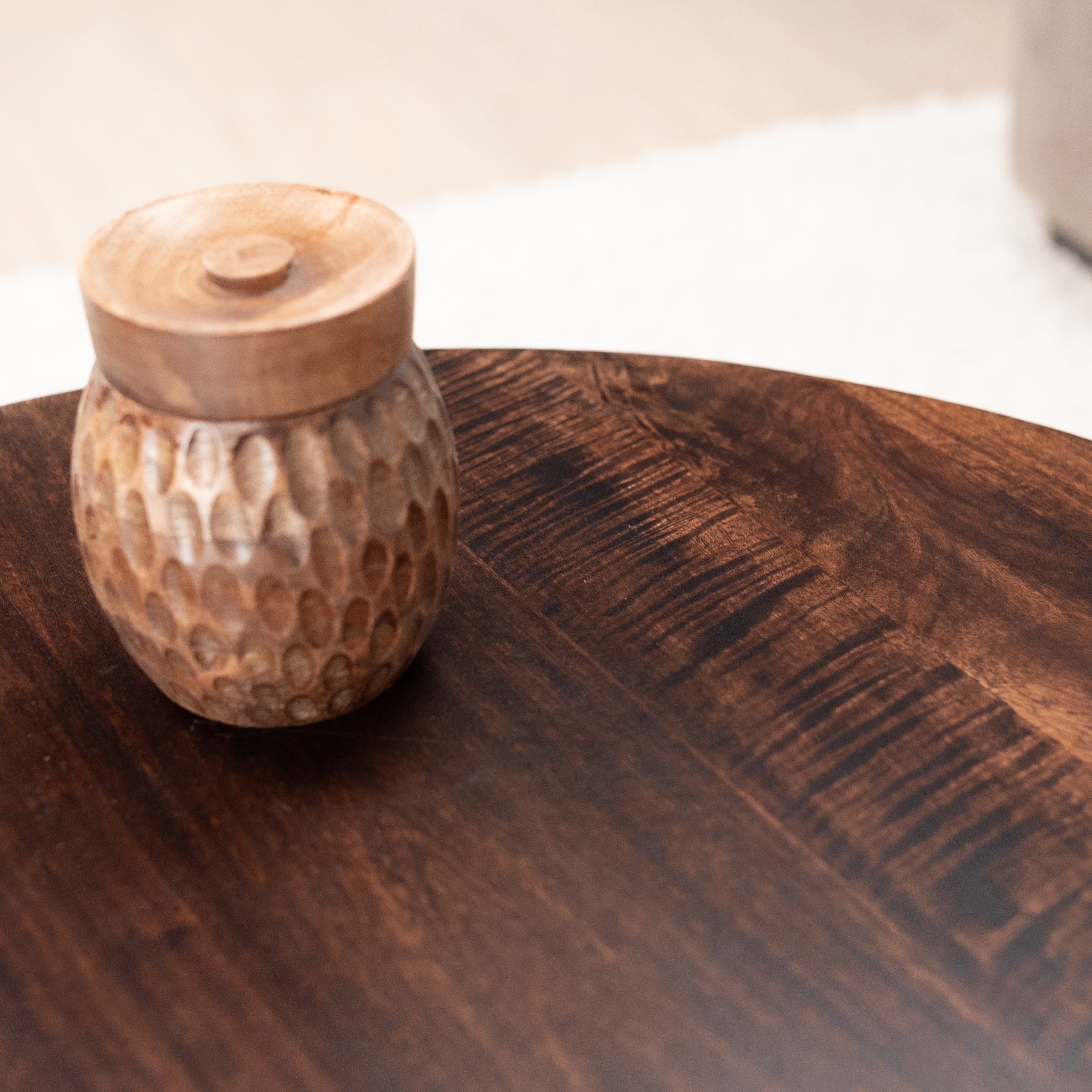 Sohome Ronde Salontafel 'Olav' Mangohout, 80cm, kleur Walnoot