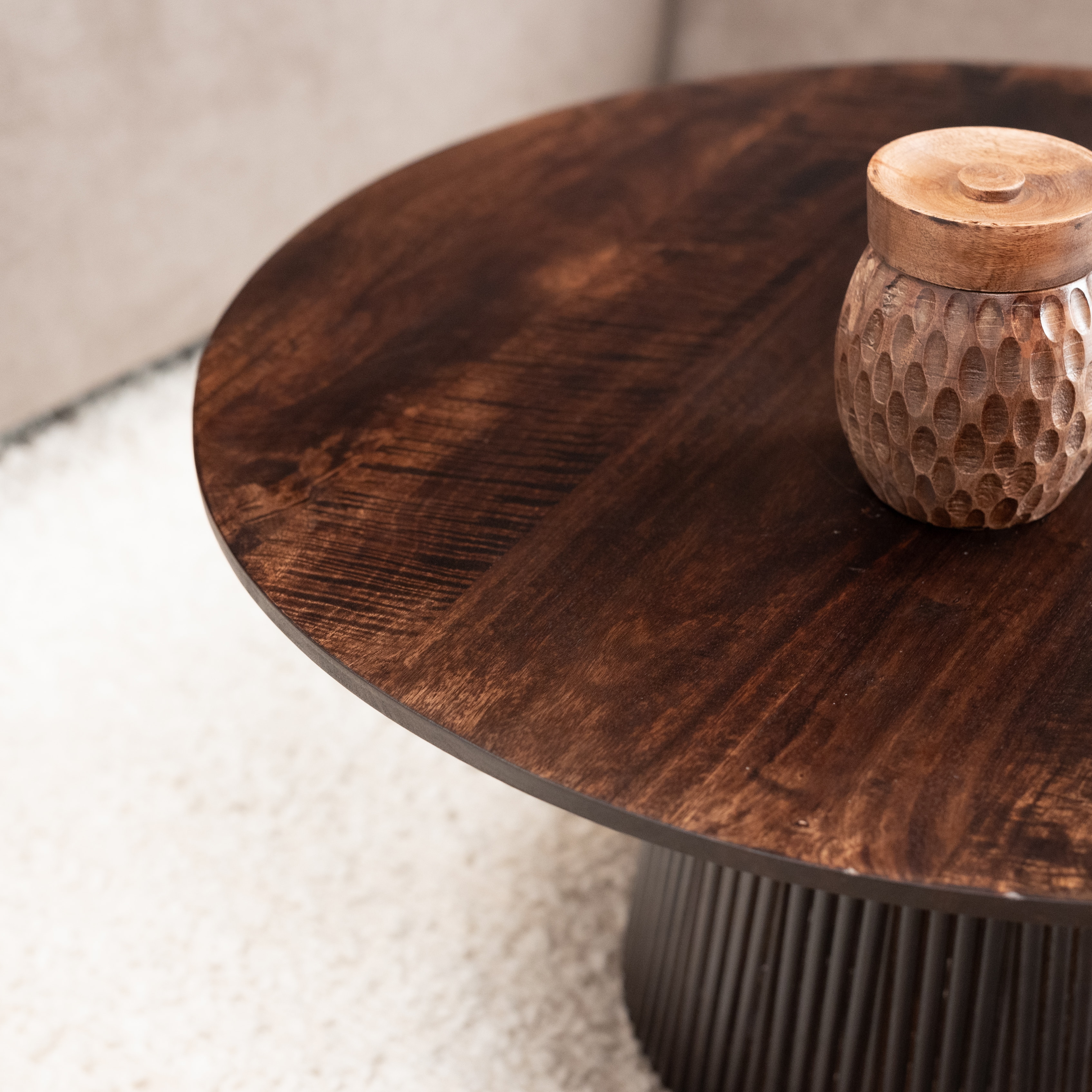 Sohome Ronde Salontafel 'Olav' Mangohout, 80cm, kleur Walnoot