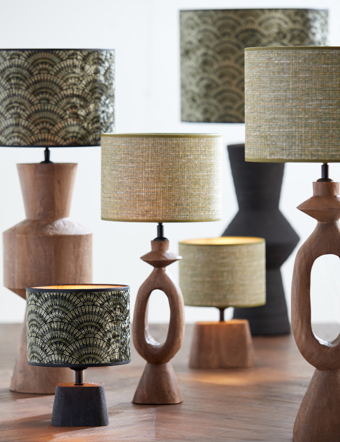 Light & Living Tafellamp 'Kardan' Mangohout, 19cm, kleur Mat Zwart (excl. kap)
