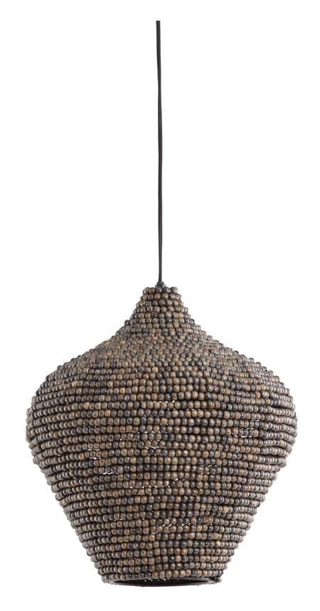 Light & Living Hanglamp Kalenga Kralen, 36cm - Bruin/Grijs