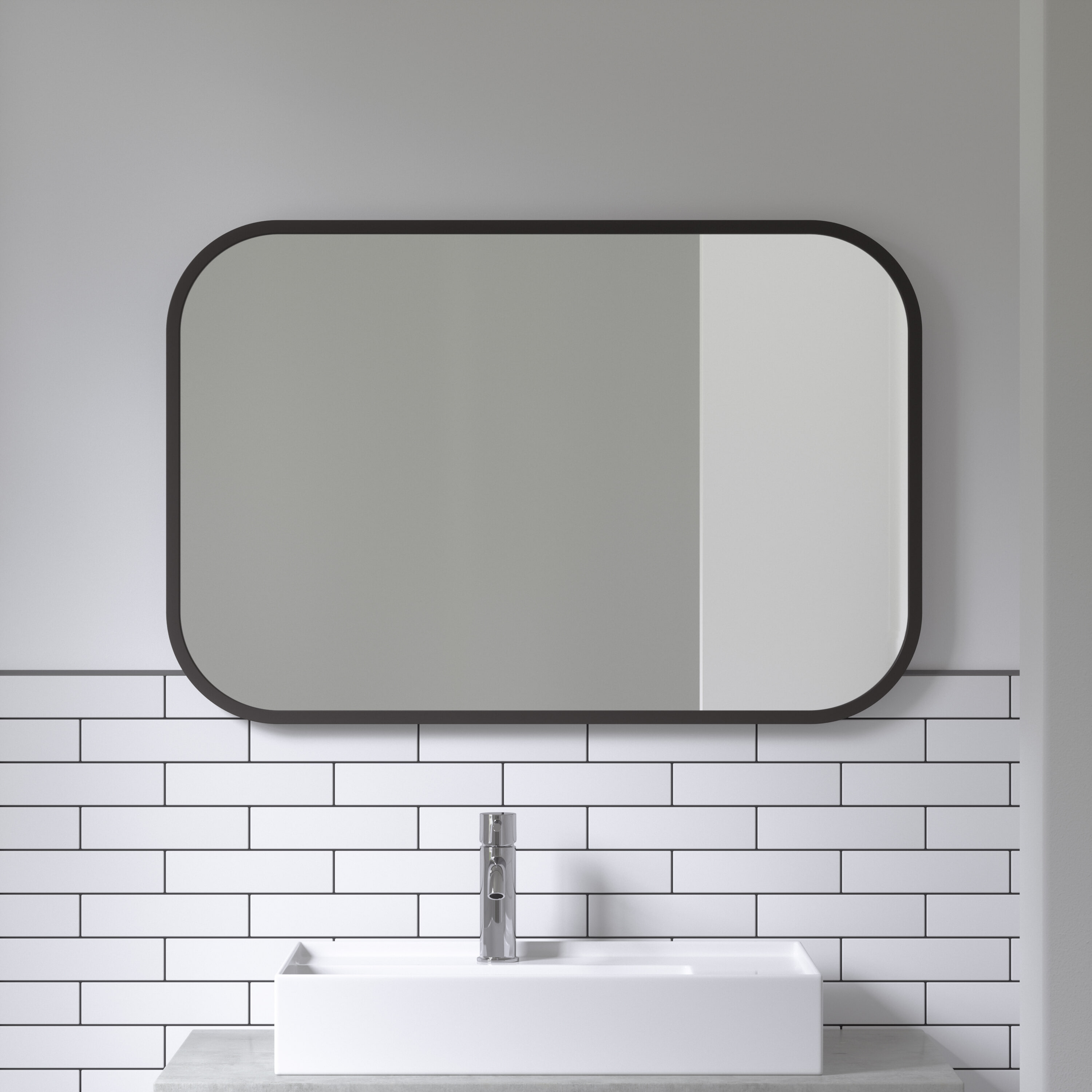 Umbra Rechthoekige Spiegel Hub 91 x 61cm - Zwart