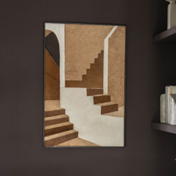 By-Boo Wandpaneel 'Stairs' Leer, 77 x 52cm