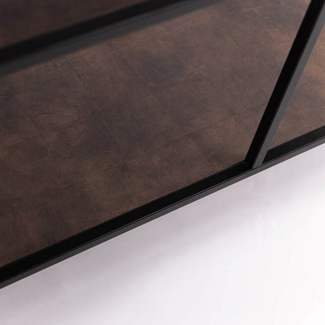 Stalux Vakkenkast 'Guus' 120 x 200cm, kleur zwart / lederlook bruin