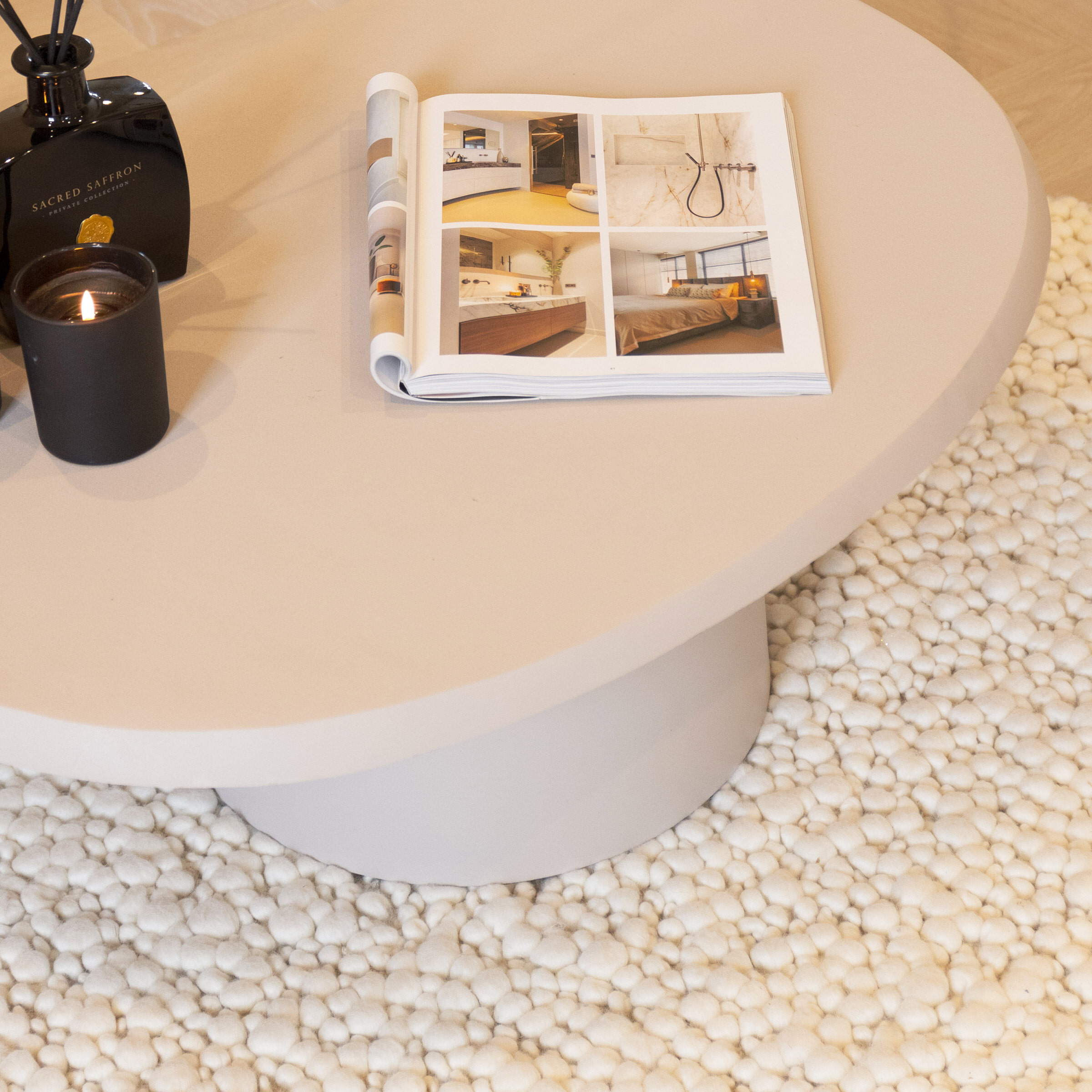 By-Boo Salontafel 'Sten' organisch 89 x 59cm, kleur Beige