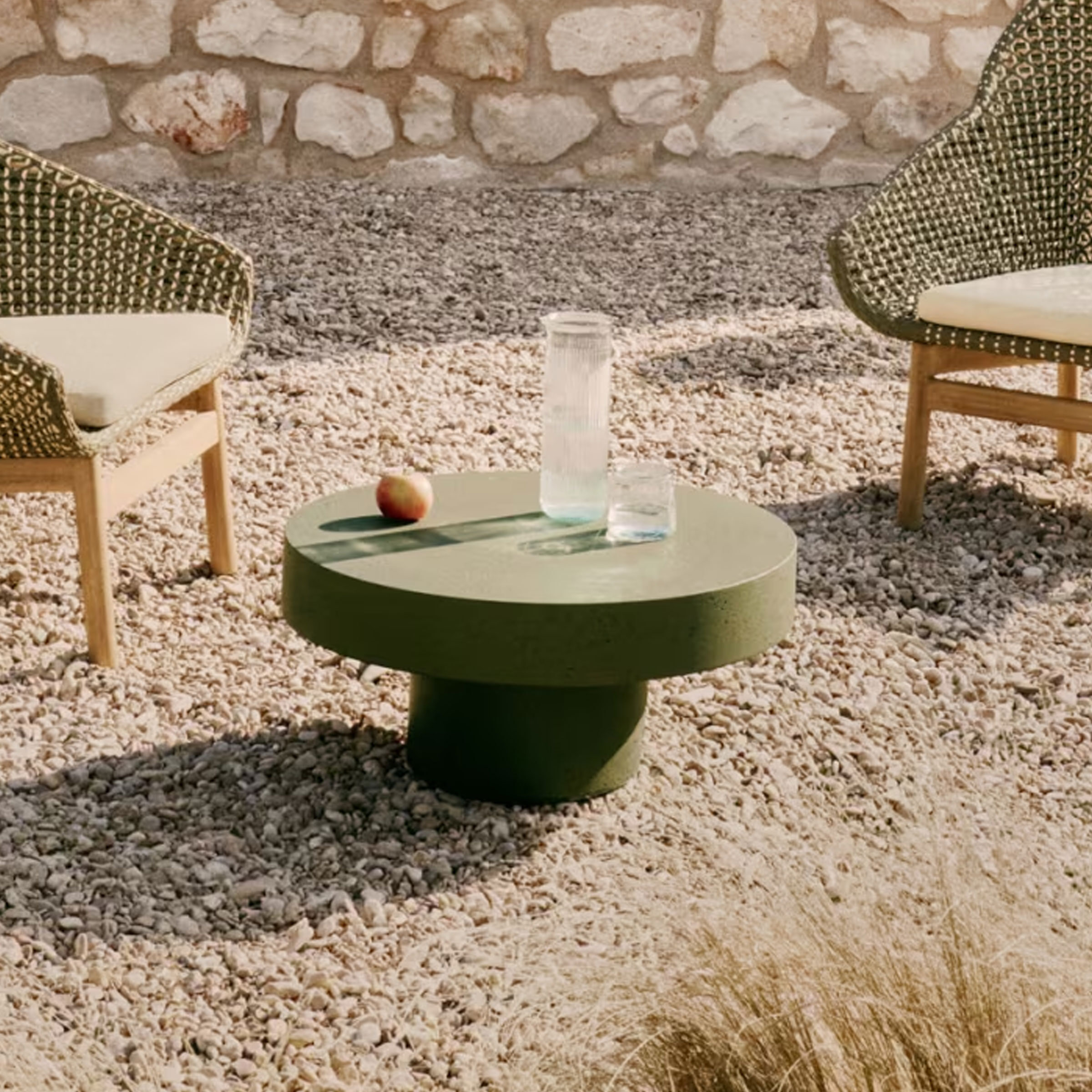 Kave Home Ronde Salontafel 'Aiguablava' Beton, kleur Donkergroen