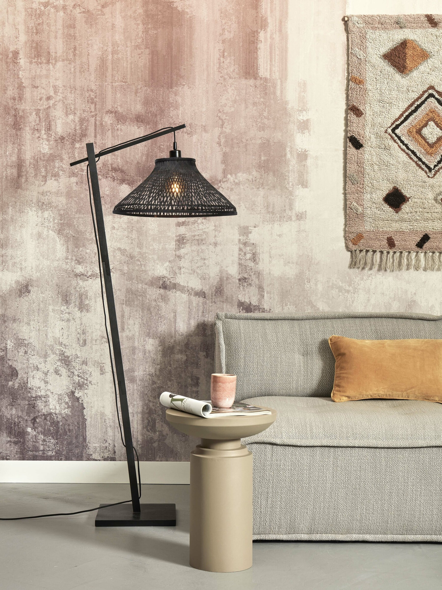 GOOD&MOJO Vloerlamp 'Tahiti' Bamboe, 150cm, kleur Zwart