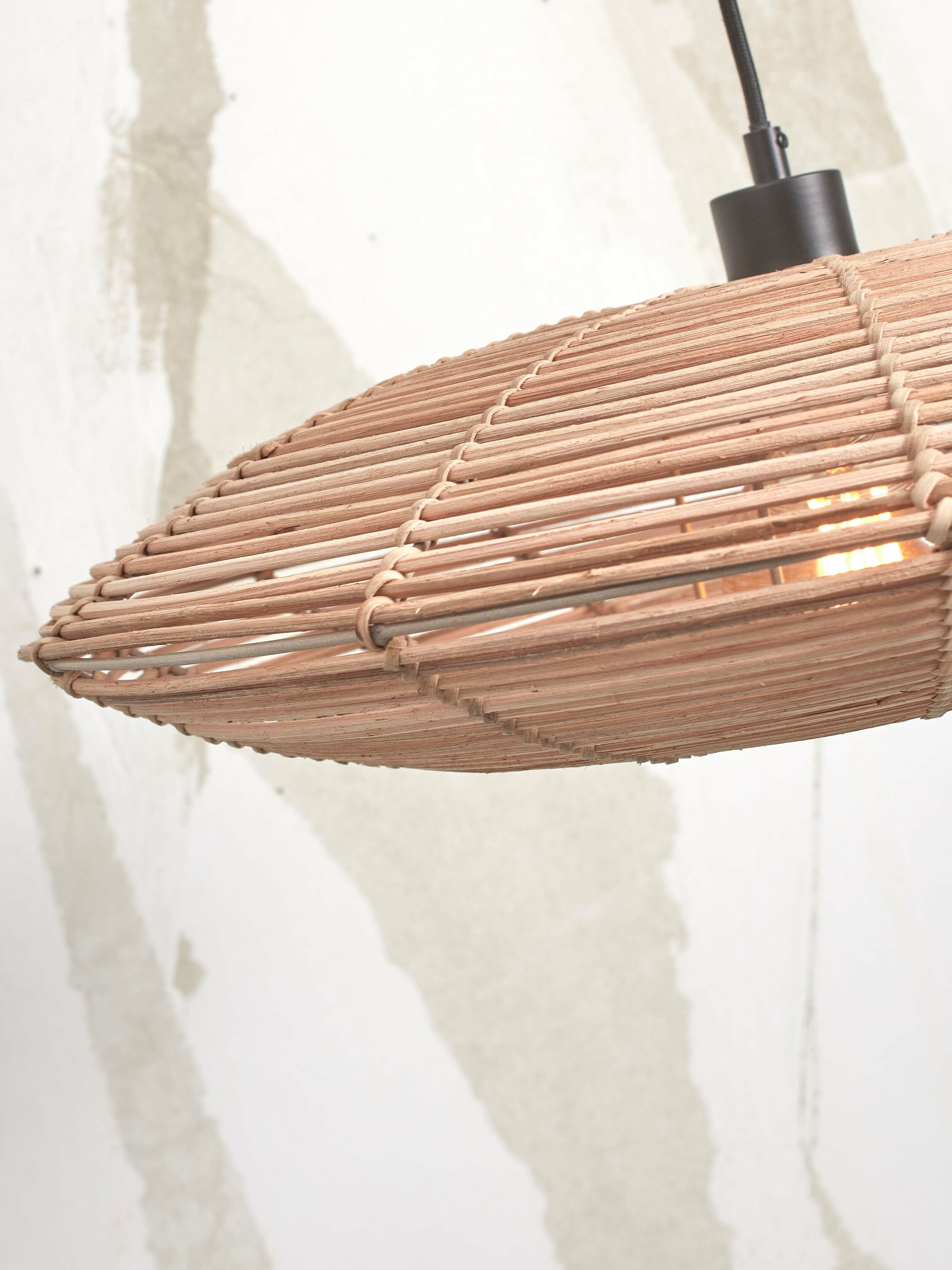 GOOD&MOJO Vloerlamp 'Tanami' Bamboe en rotan, 176cm, kleur Wit/Naturel
