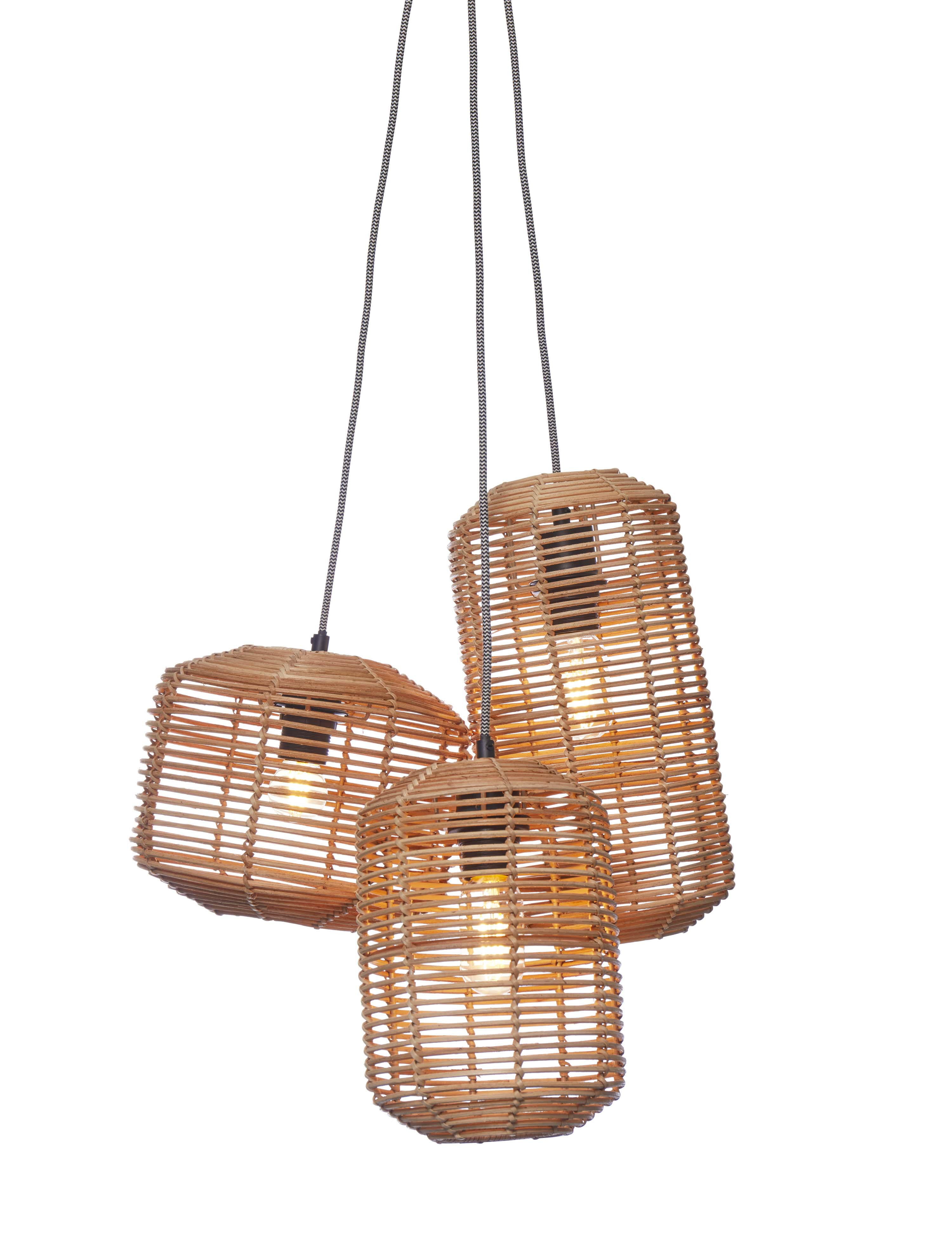 GOOD&MOJO Hanglamp 'Tanami' Set van 3 stuks, Rotan, kleur Naturel