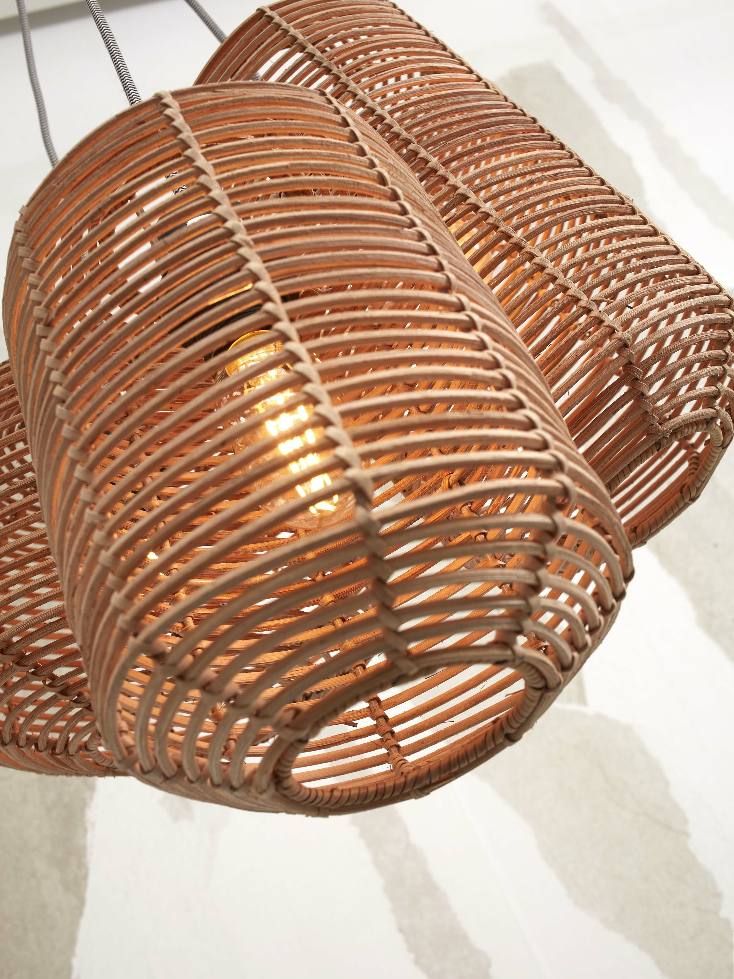 GOOD&MOJO Hanglamp 'Tanami' Set van 3 stuks, Rotan, kleur Naturel
