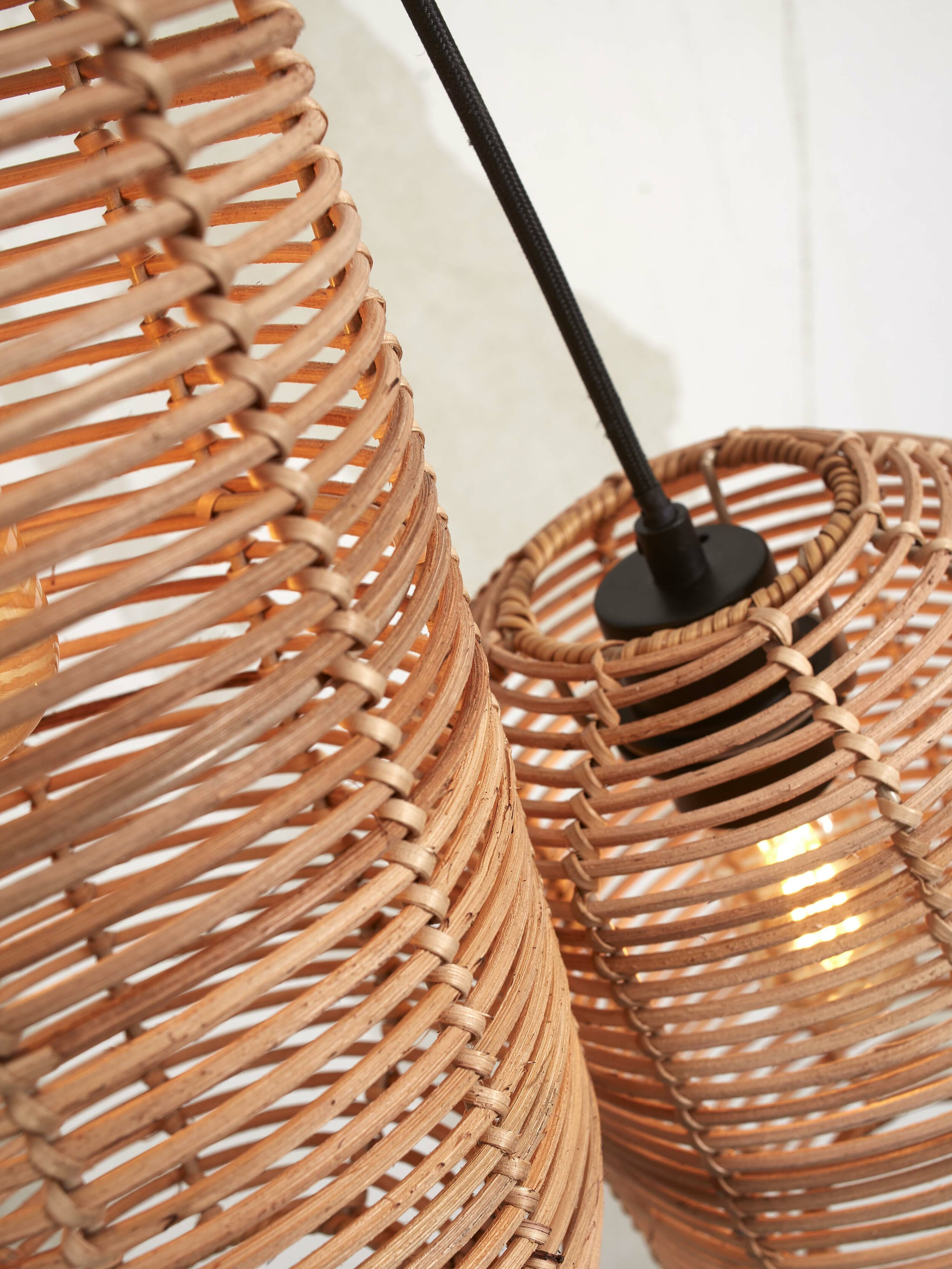 GOOD&MOJO Hanglamp 'Tanami' Set van 3 stuks, Rotan, kleur Naturel