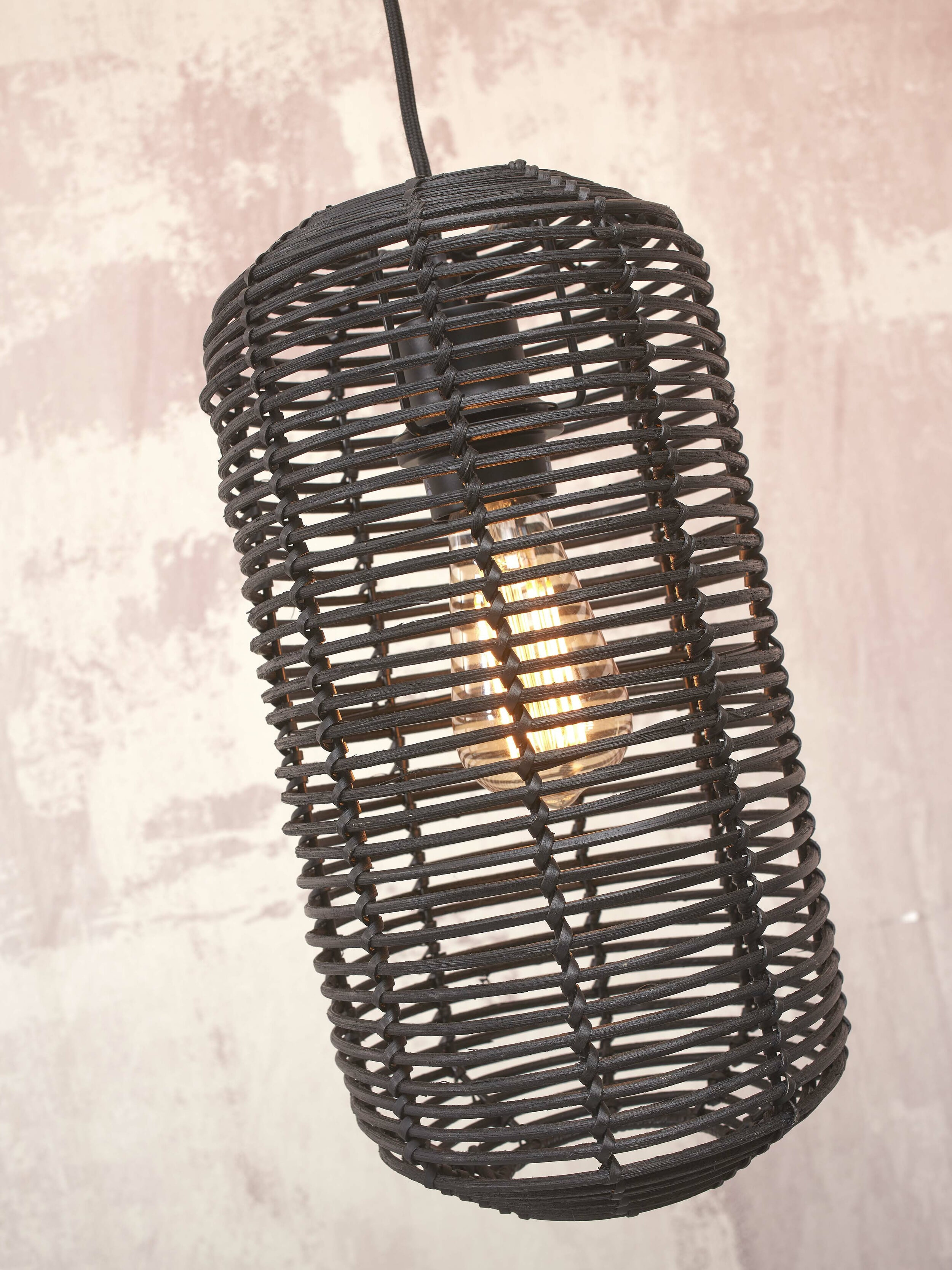 GOOD&MOJO Hanglamp 'Tanami' Rotan, 18cm, kleur Zwart