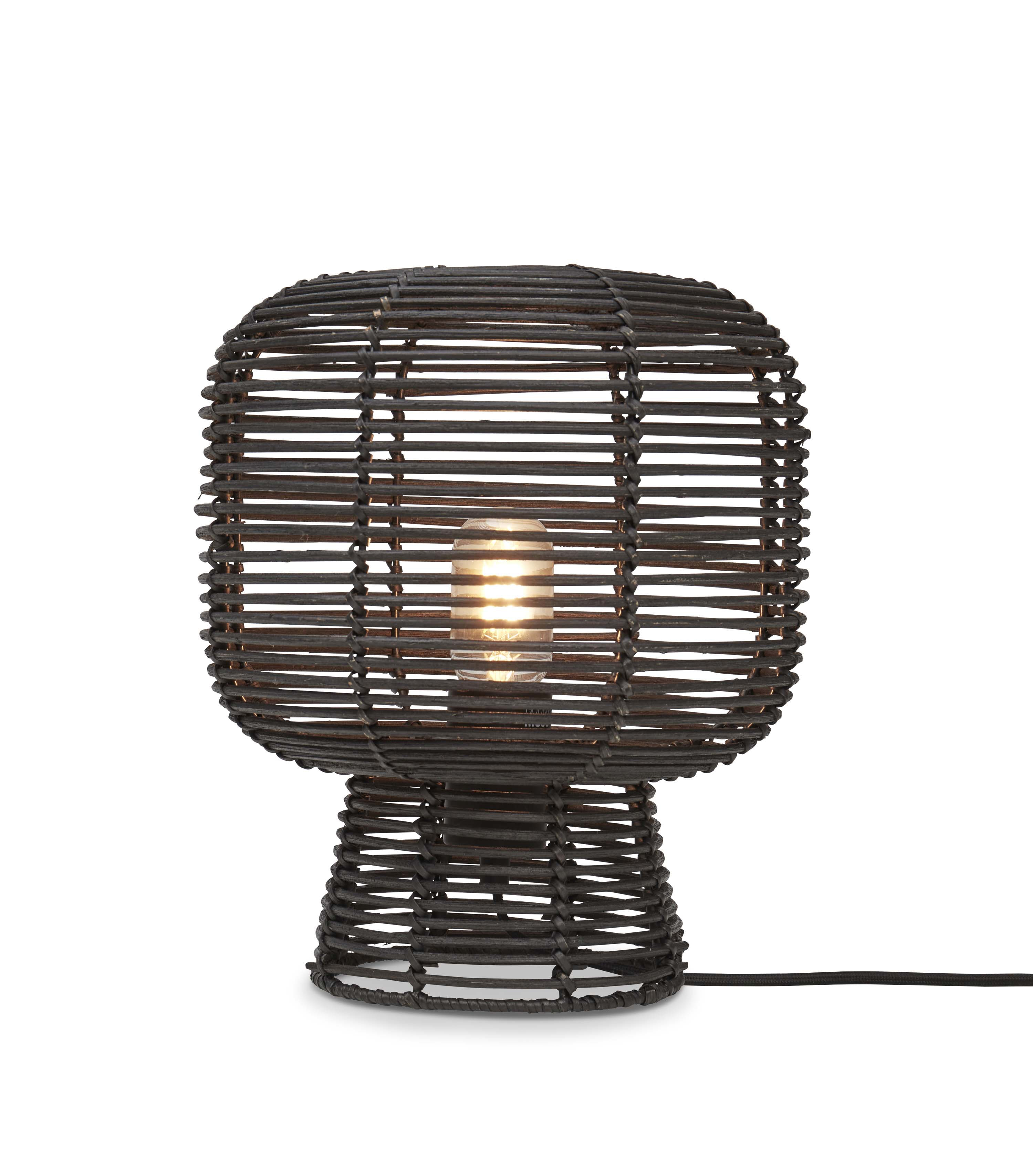 GOOD&MOJO Tafellamp 'Tanami' Rotan, 30cm, kleur Zwart