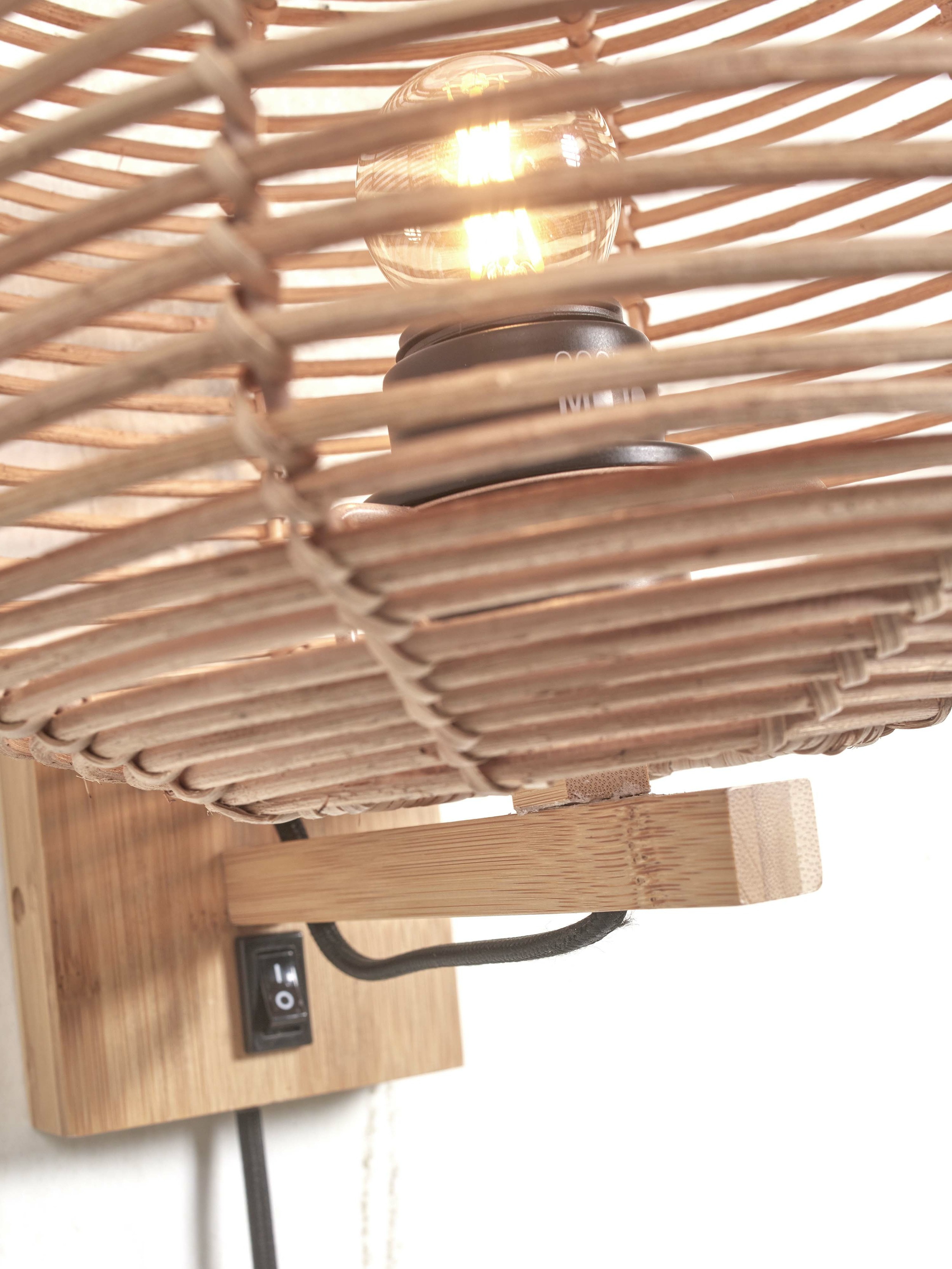 GOOD&MOJO Wandlamp 'Tanami' Rotan, 25cm, kleur Naturel