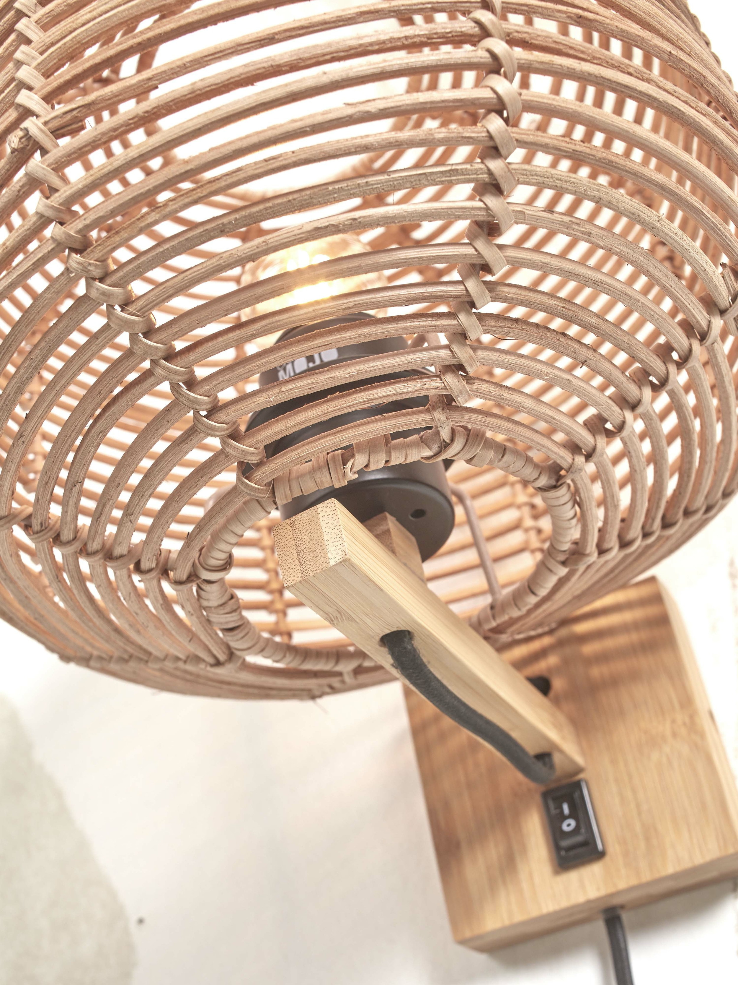 GOOD&MOJO Wandlamp 'Tanami' Rotan, 25cm, kleur Naturel