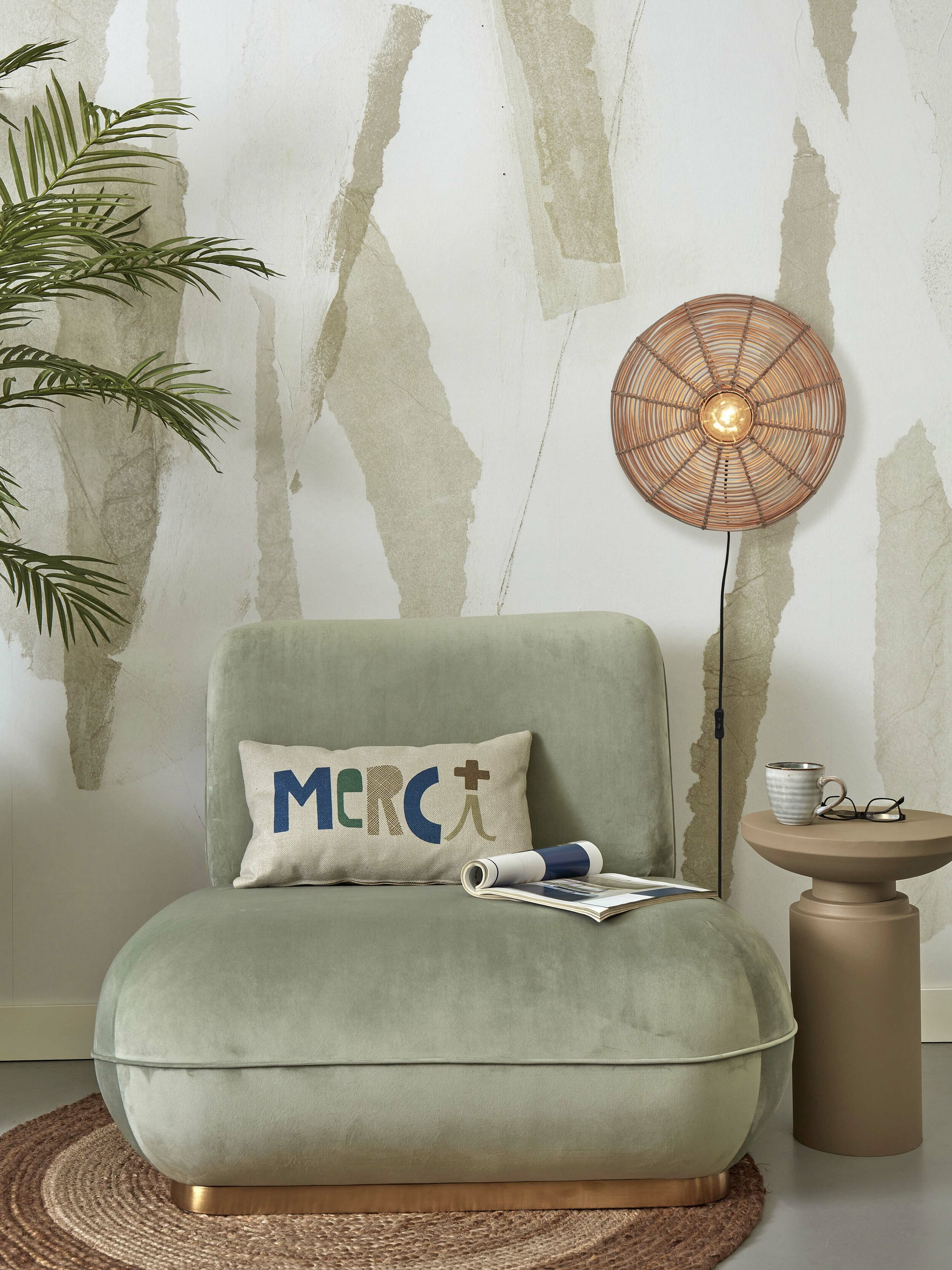 GOOD&MOJO Wandlamp 'Tanami' Rotan, 40cm, kleur Naturel