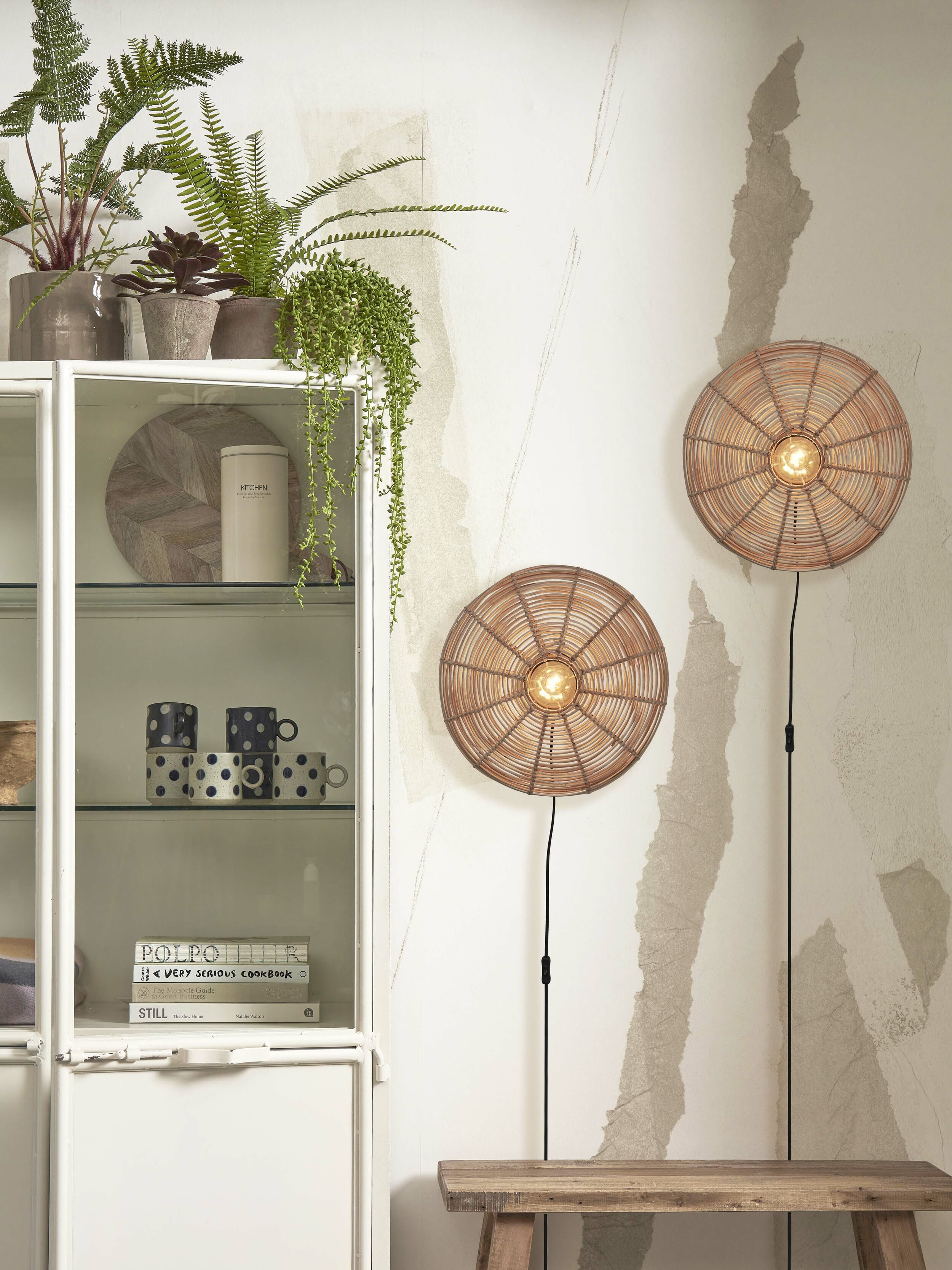 GOOD&MOJO Wandlamp 'Tanami' Rotan, 40cm, kleur Naturel