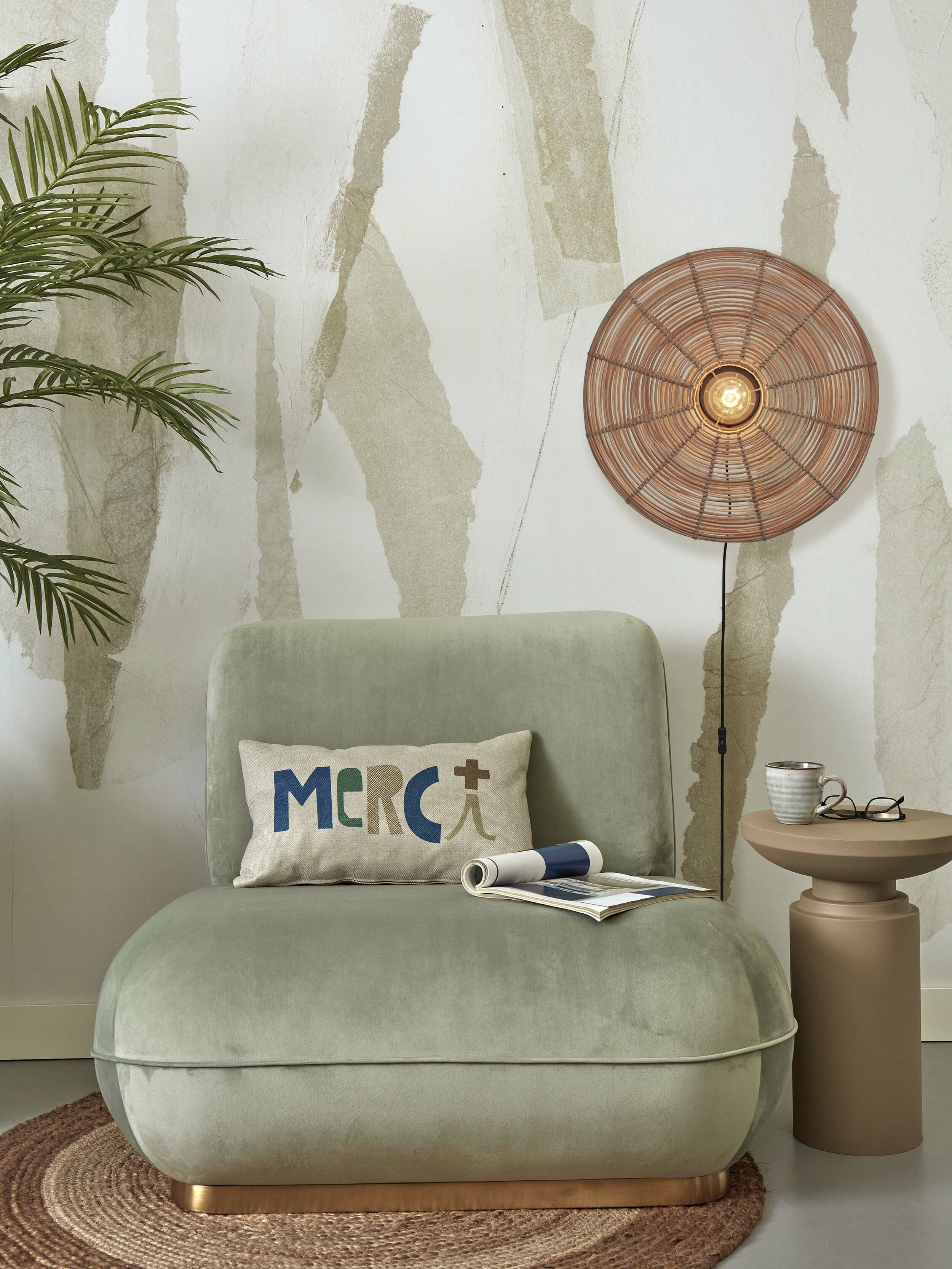 GOOD&MOJO Wandlamp 'Tanami' Rotan, 55cm, kleur Naturel
